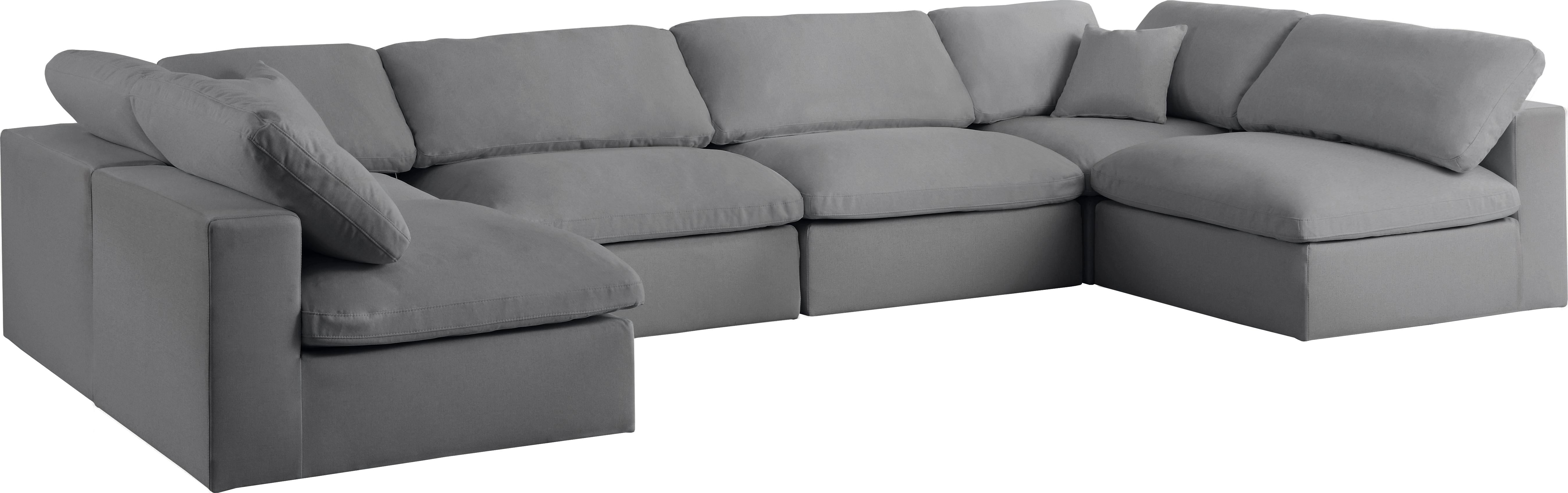 Serene Grey Linen Fabric Deluxe Cloud Modular Sectional - Luxury Home Furniture (MI)