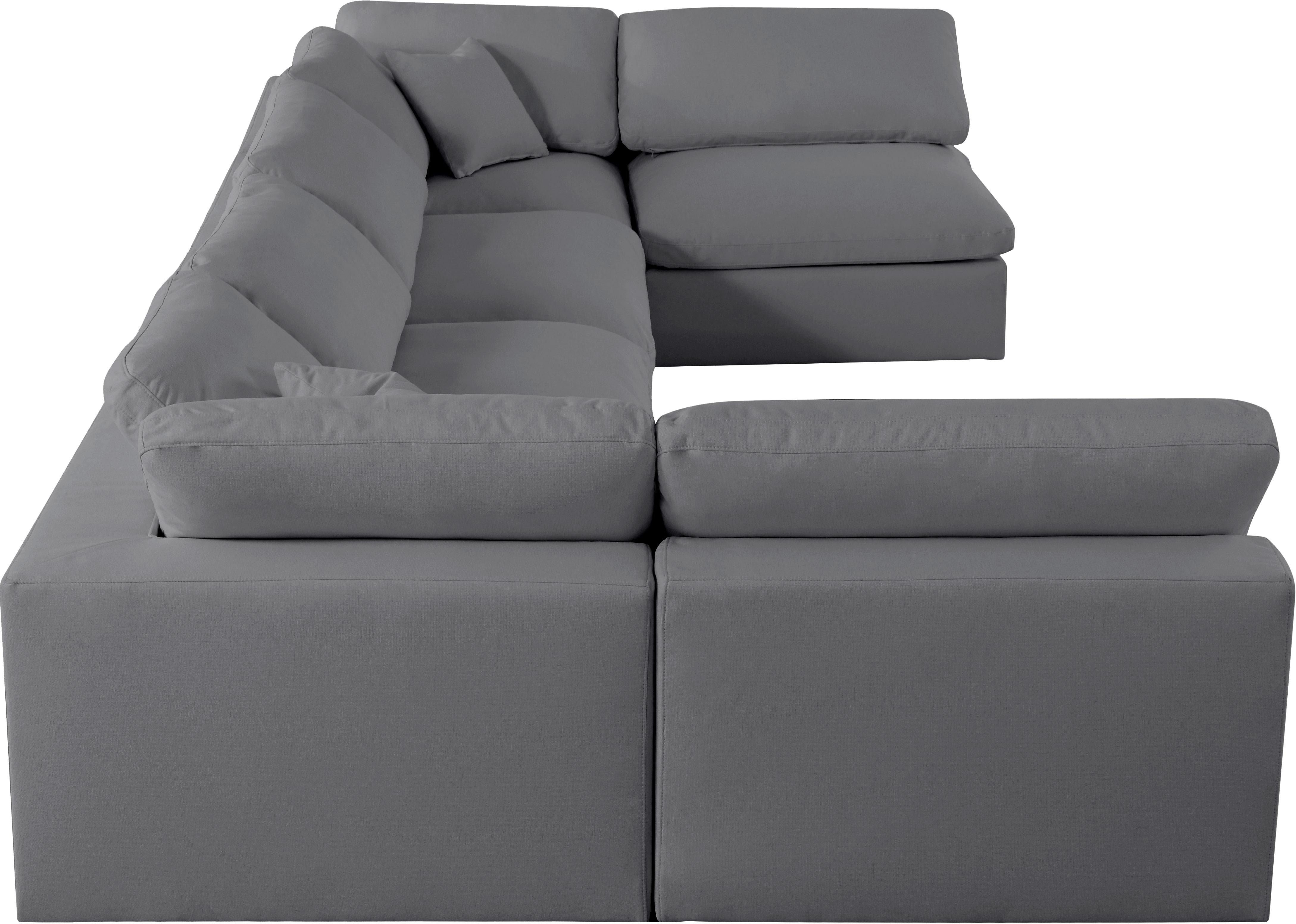 Serene Grey Linen Fabric Deluxe Cloud Modular Sectional - Luxury Home Furniture (MI)