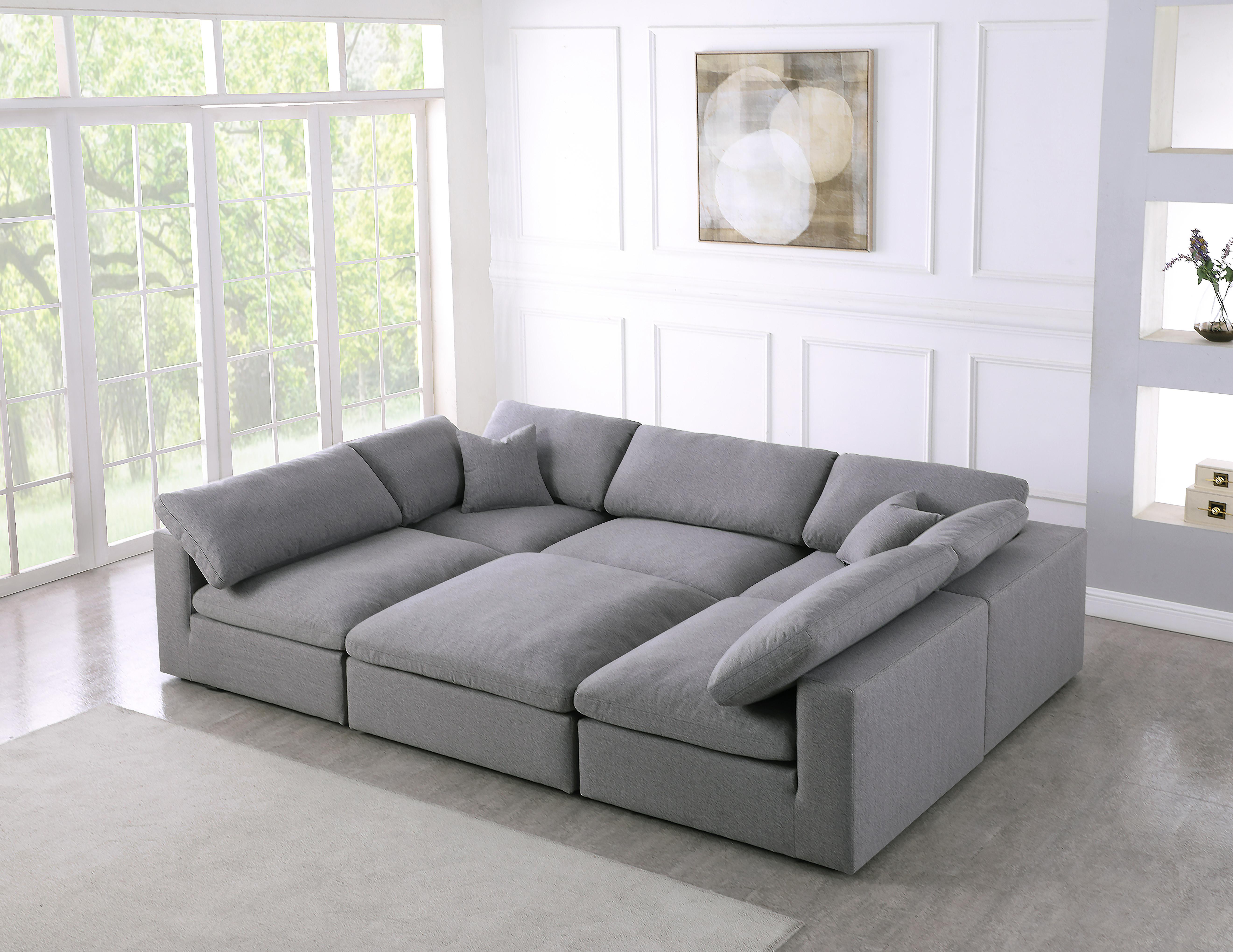 Serene Grey Linen Fabric Deluxe Cloud Modular Sectional - Luxury Home Furniture (MI)