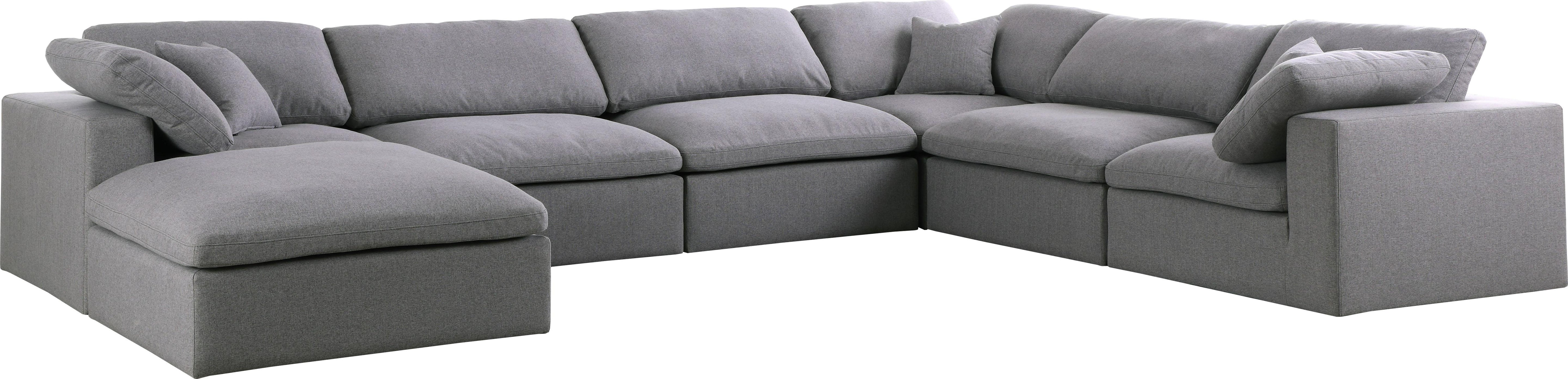 Serene Grey Linen Fabric Deluxe Cloud Modular Sectional - Luxury Home Furniture (MI)