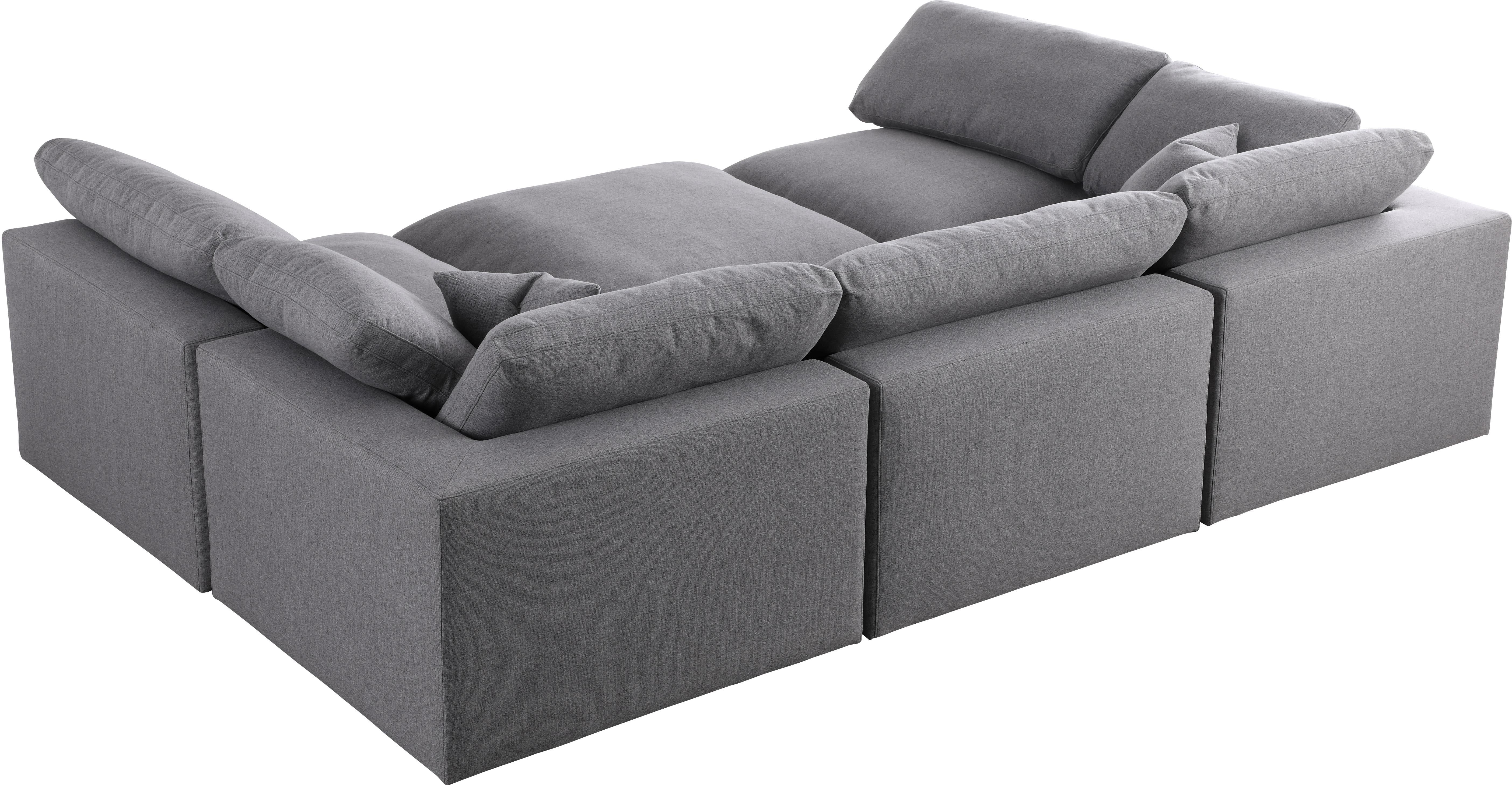 Serene Grey Linen Fabric Deluxe Cloud Modular Sectional - Luxury Home Furniture (MI)