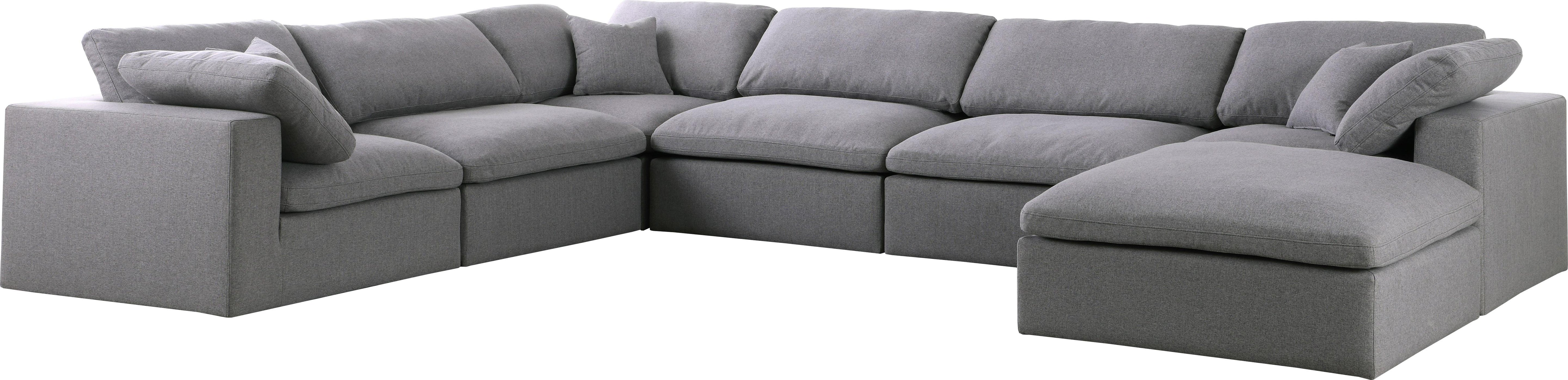 Serene Grey Linen Fabric Deluxe Cloud Modular Sectional - Luxury Home Furniture (MI)