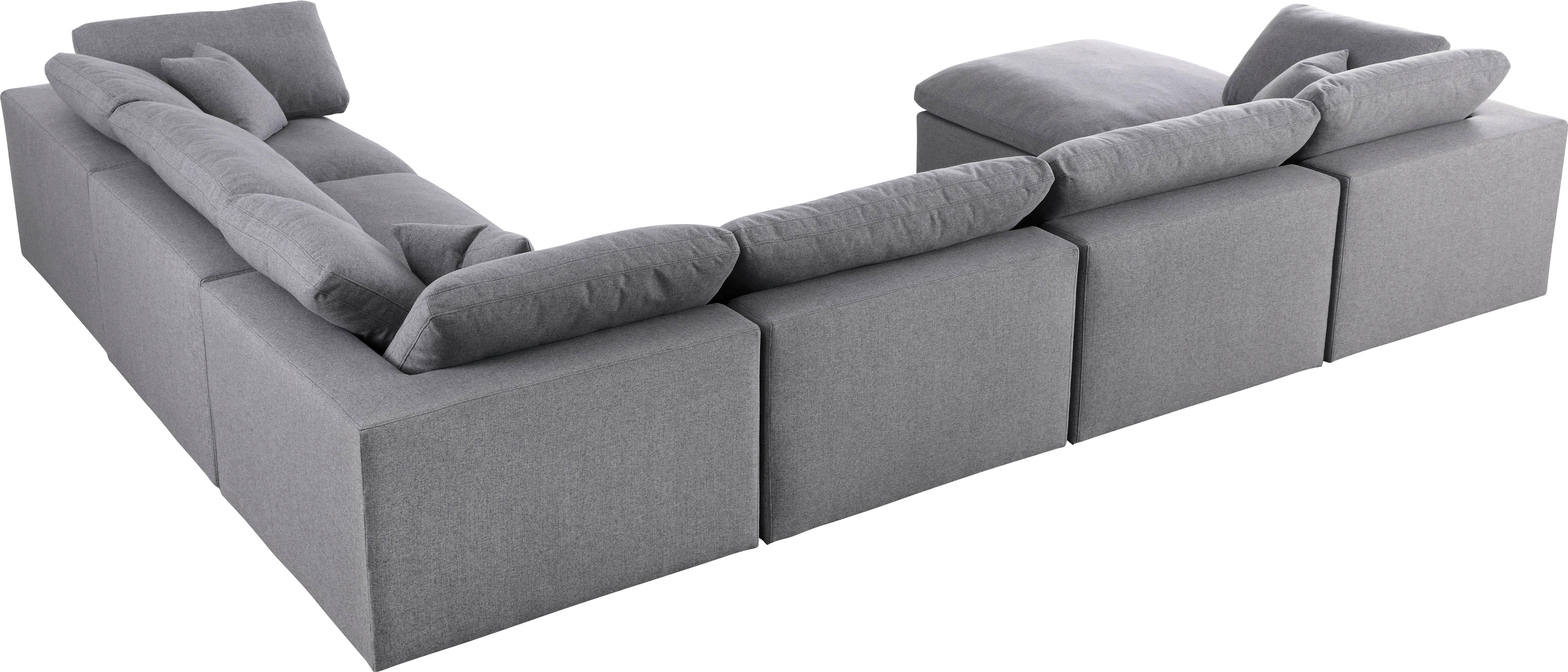 Serene Grey Linen Fabric Deluxe Cloud Modular Sectional - Luxury Home Furniture (MI)
