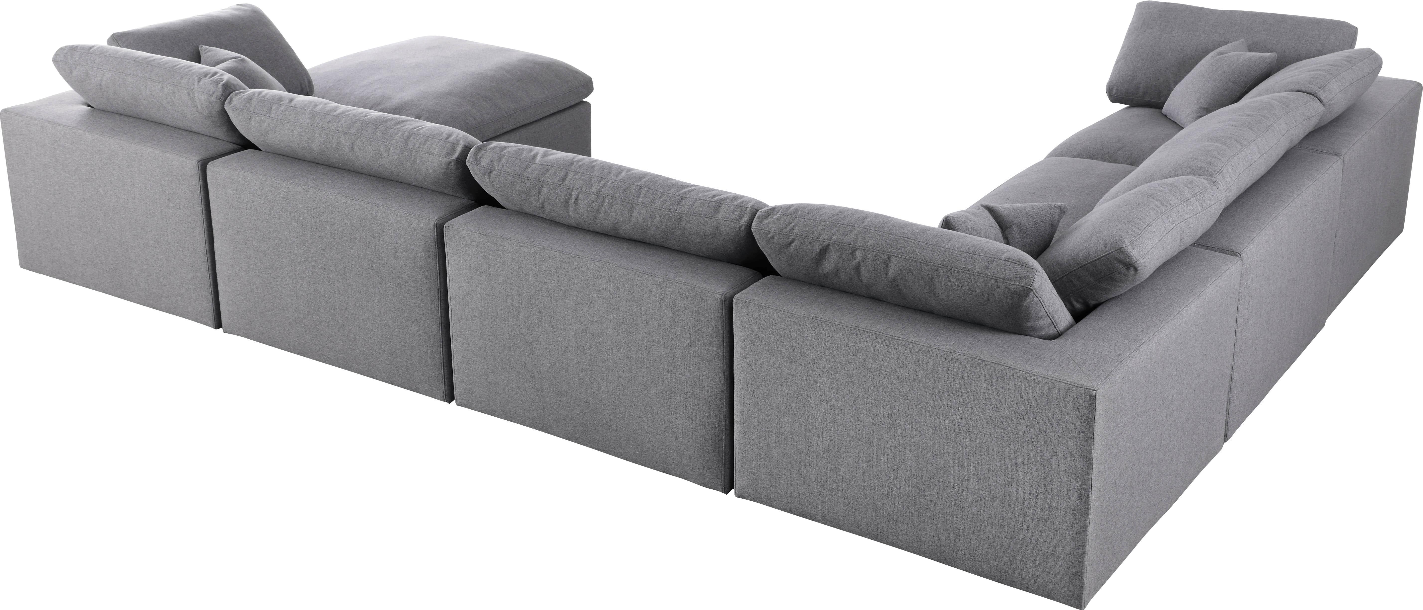 Serene Grey Linen Fabric Deluxe Cloud Modular Sectional - Luxury Home Furniture (MI)