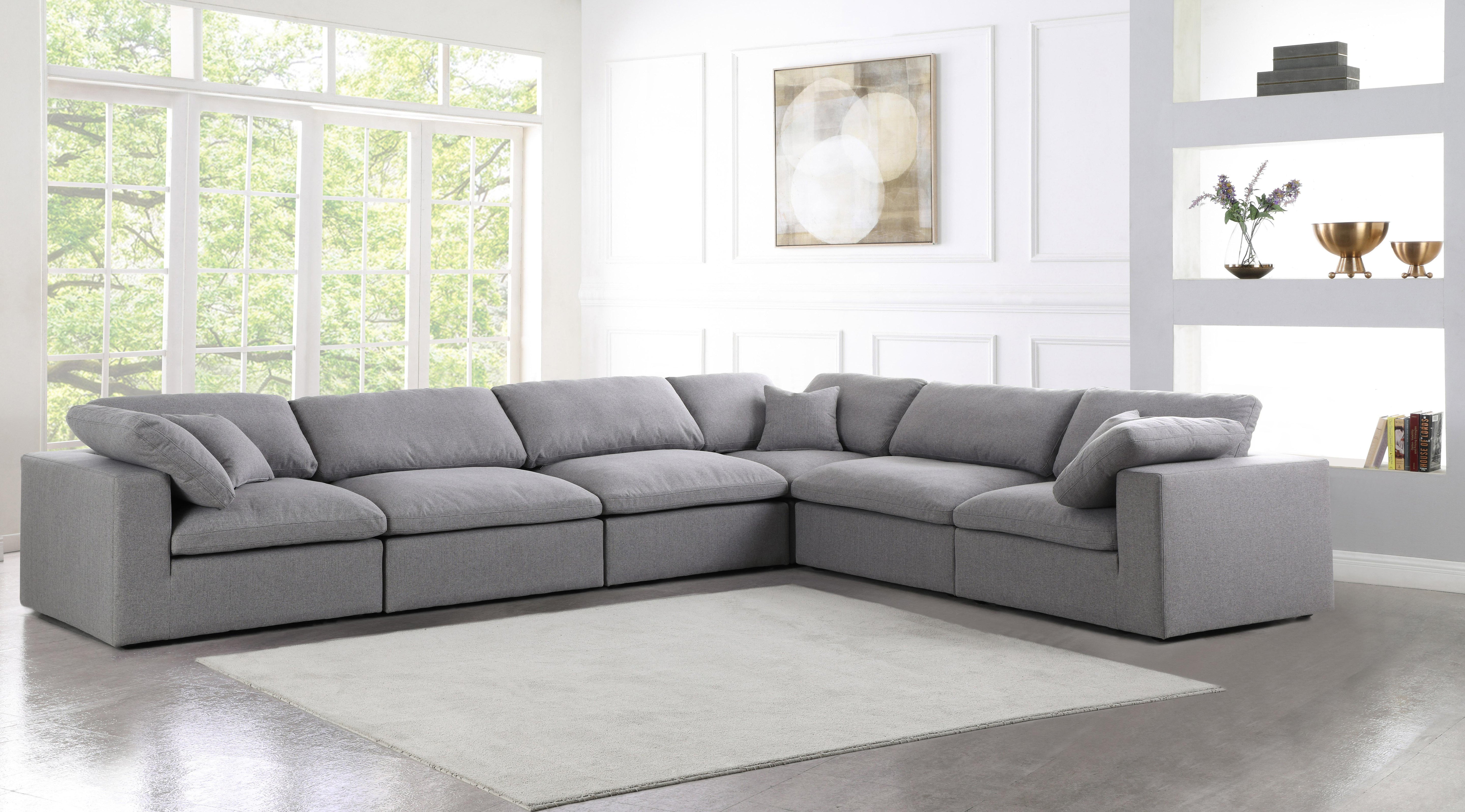 Serene Grey Linen Fabric Deluxe Cloud Modular Sectional - Luxury Home Furniture (MI)