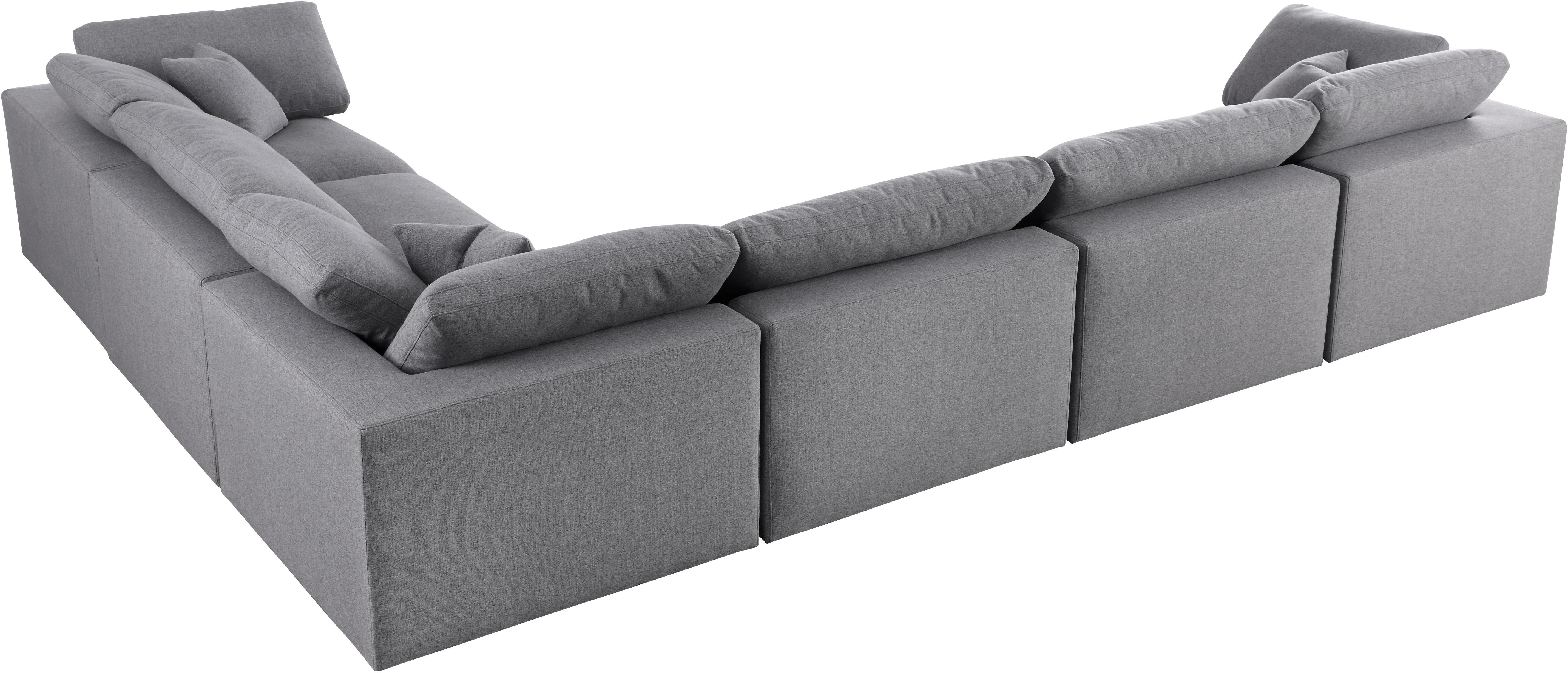 Serene Grey Linen Fabric Deluxe Cloud Modular Sectional - Luxury Home Furniture (MI)
