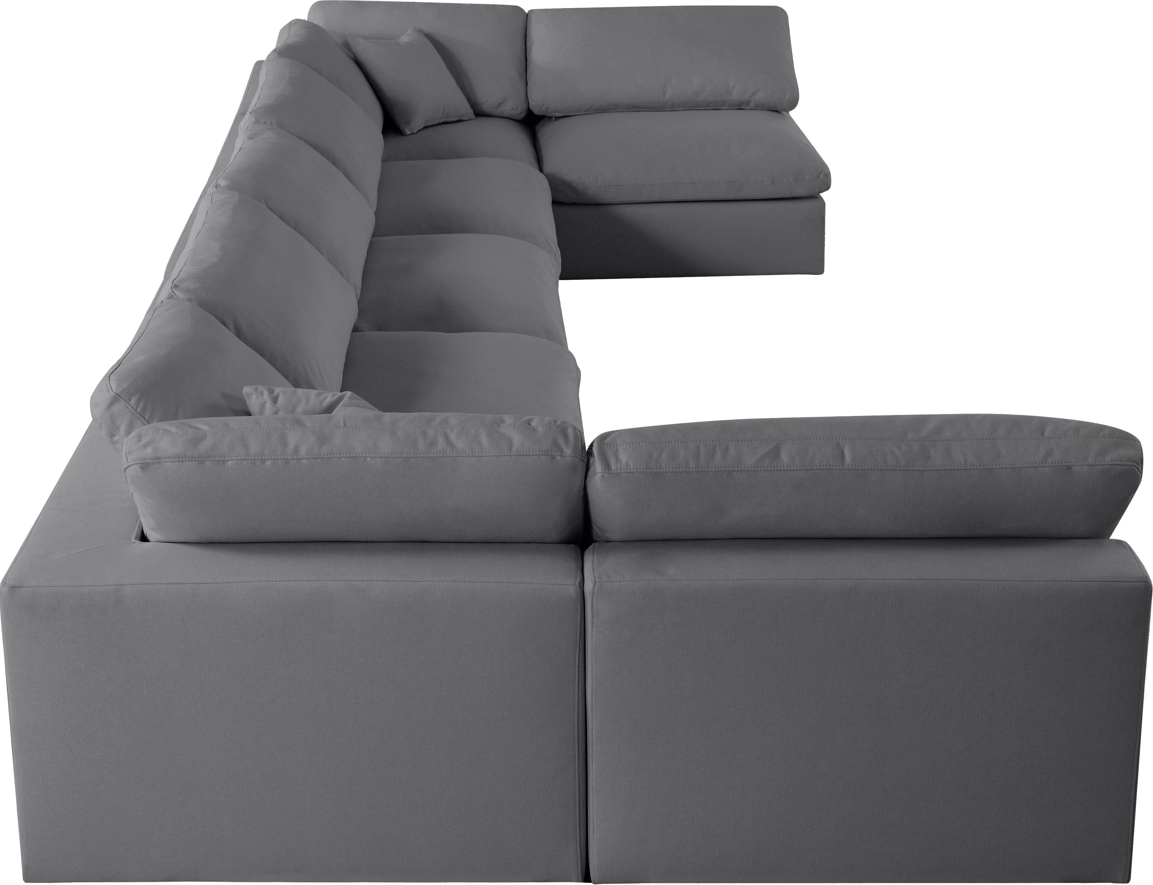 Serene Grey Linen Fabric Deluxe Cloud Modular Sectional - Luxury Home Furniture (MI)