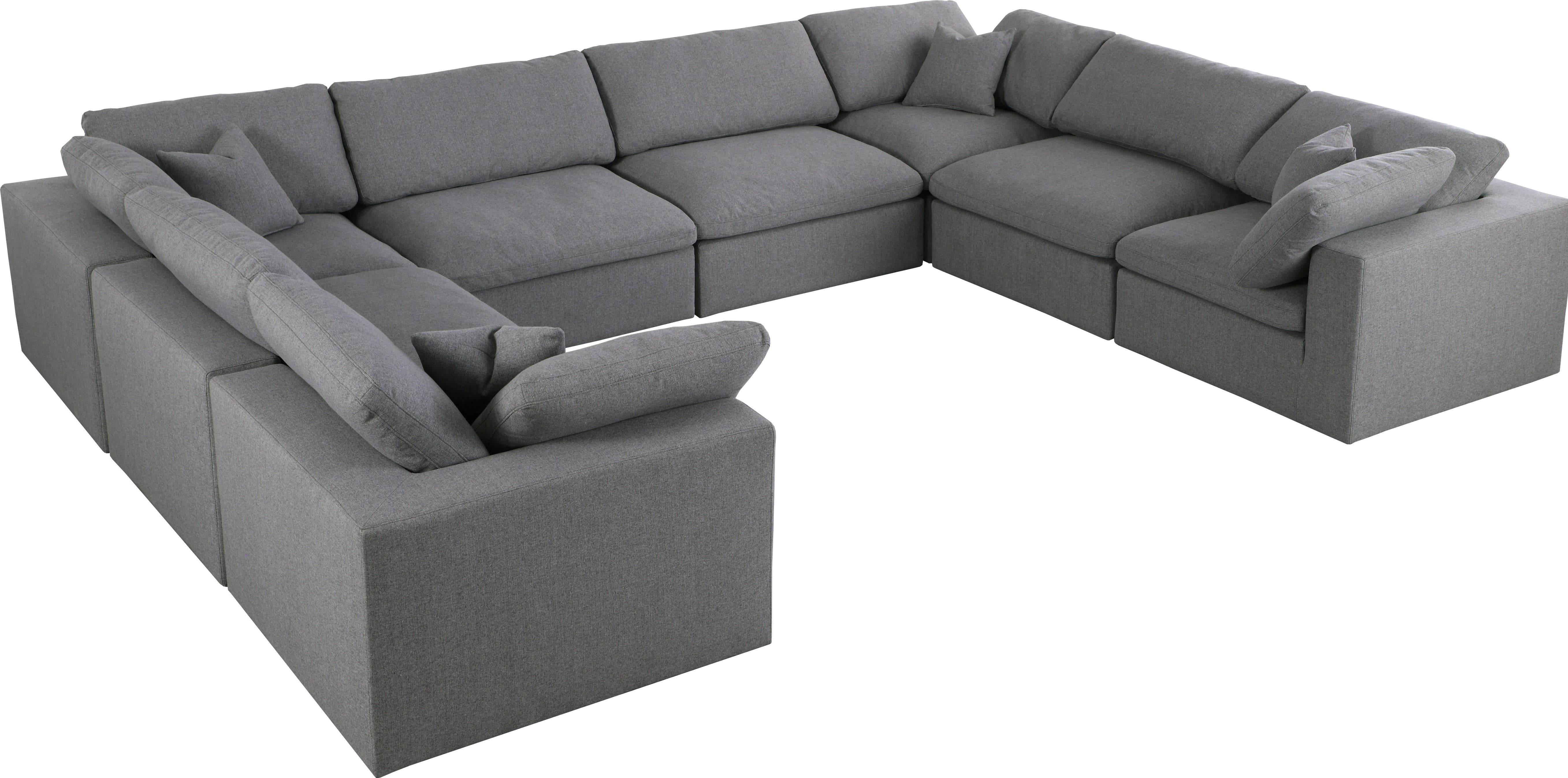 Serene Grey Linen Fabric Deluxe Cloud Modular Sectional - Luxury Home Furniture (MI)