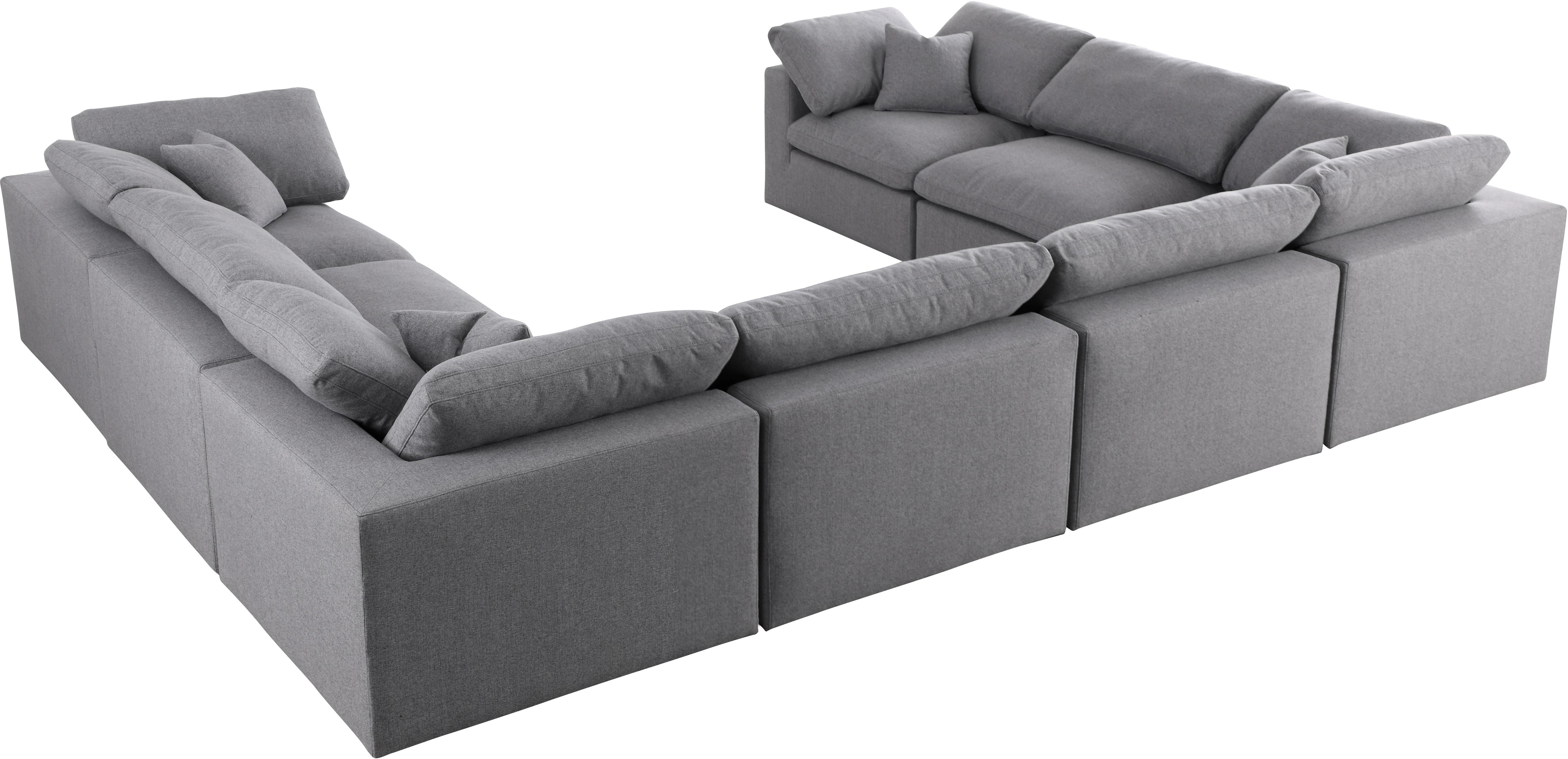 Serene Grey Linen Fabric Deluxe Cloud Modular Sectional - Luxury Home Furniture (MI)