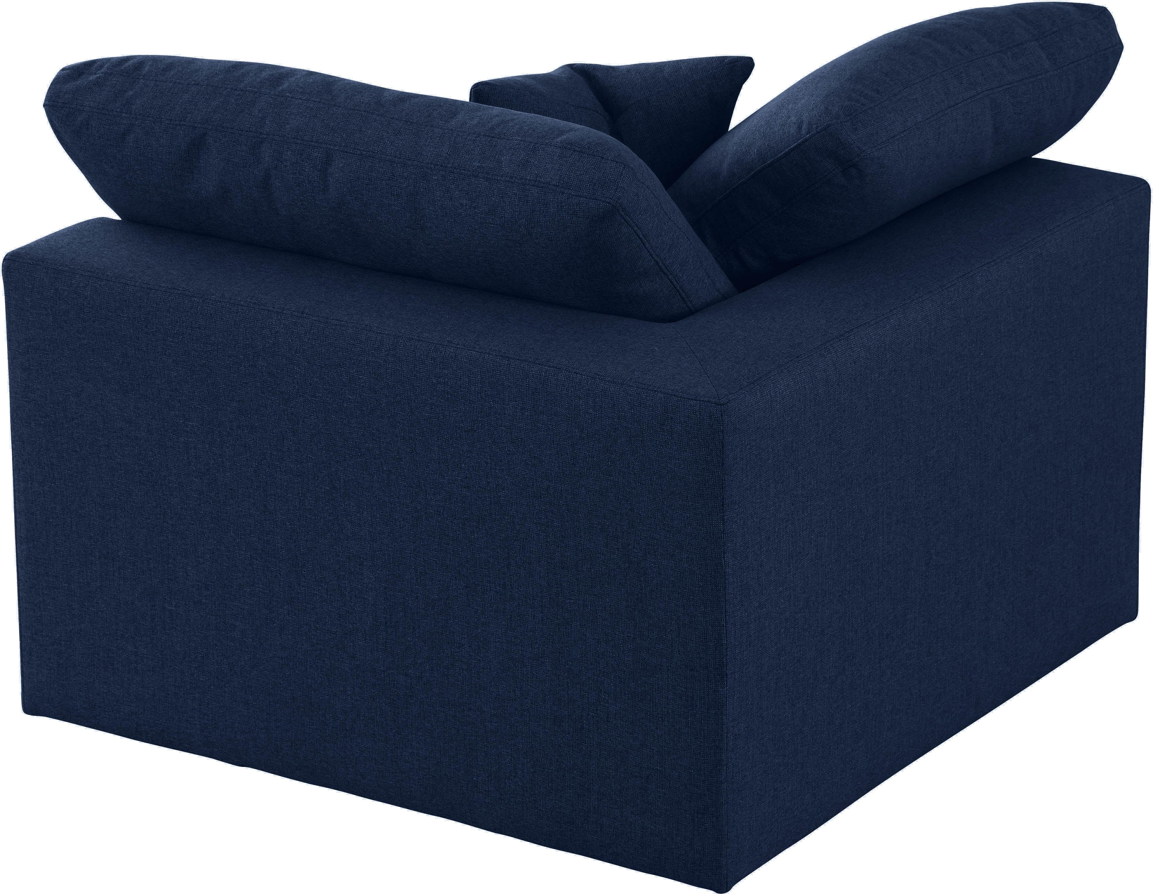 Serene Navy Linen Fabric Deluxe Cloud Corner Chair - Luxury Home Furniture (MI)