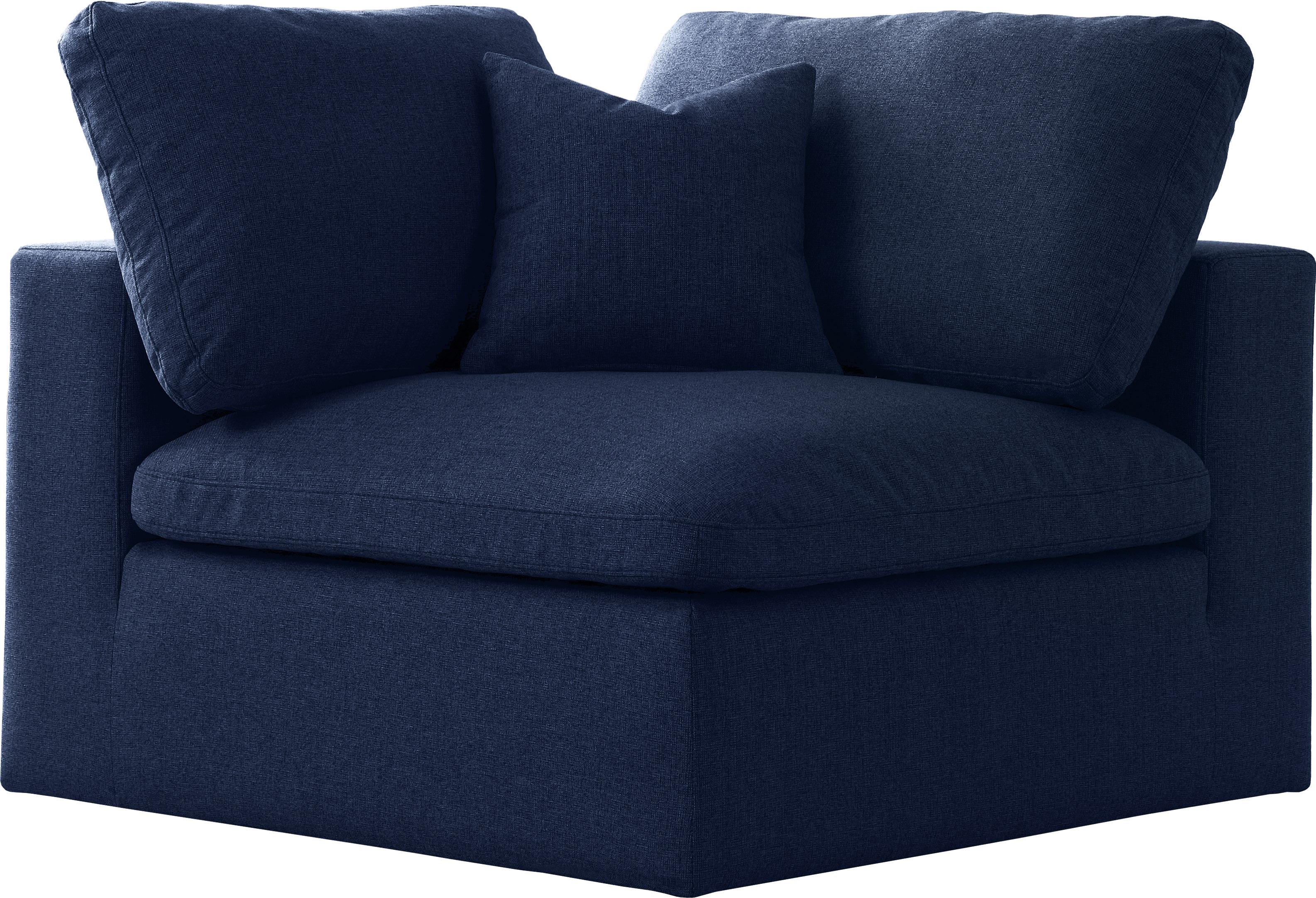 Serene Navy Linen Fabric Deluxe Cloud Corner Chair - Luxury Home Furniture (MI)