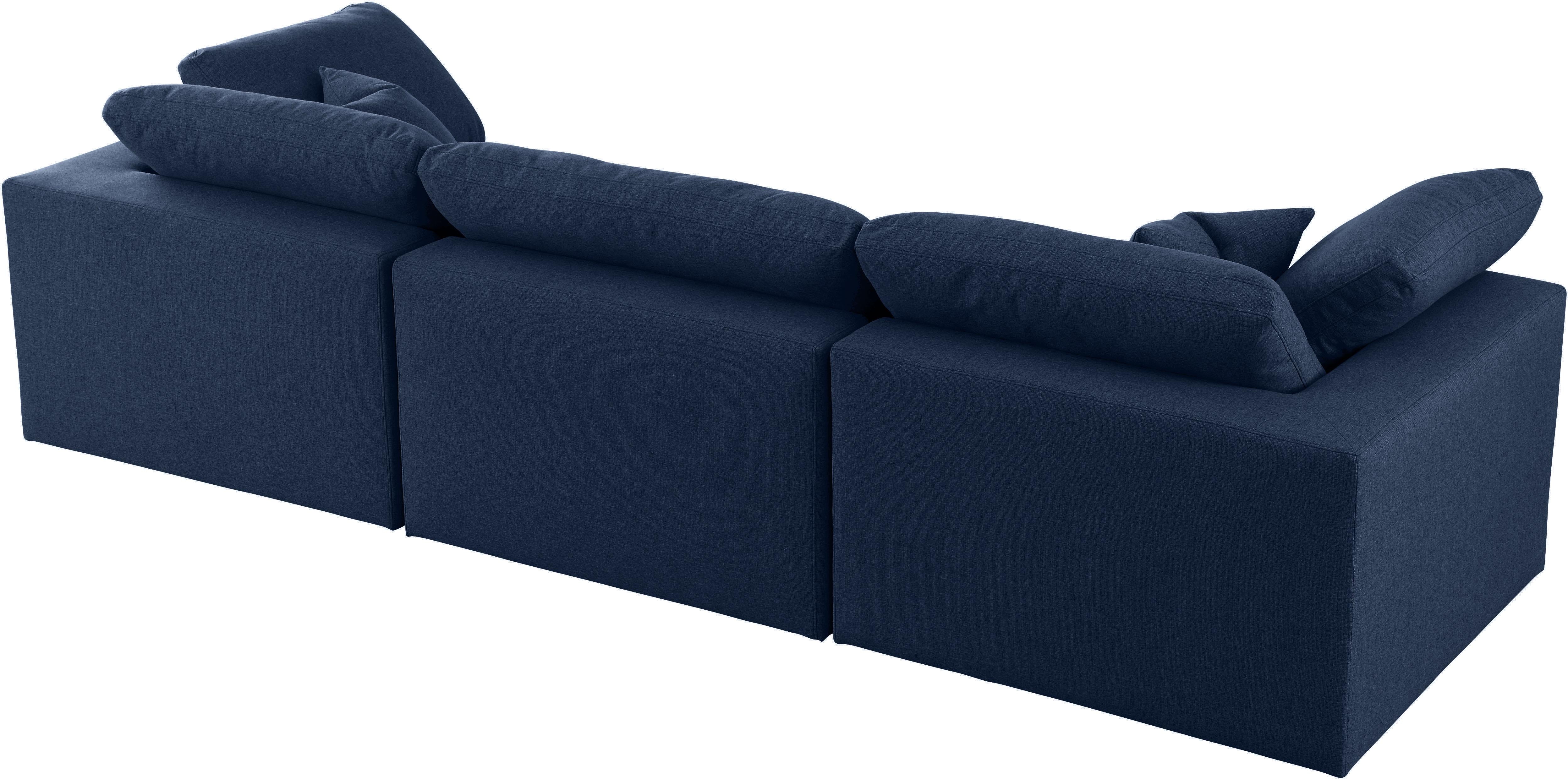 Serene Navy Linen Fabric Deluxe Cloud Modular Sofa - Luxury Home Furniture (MI)