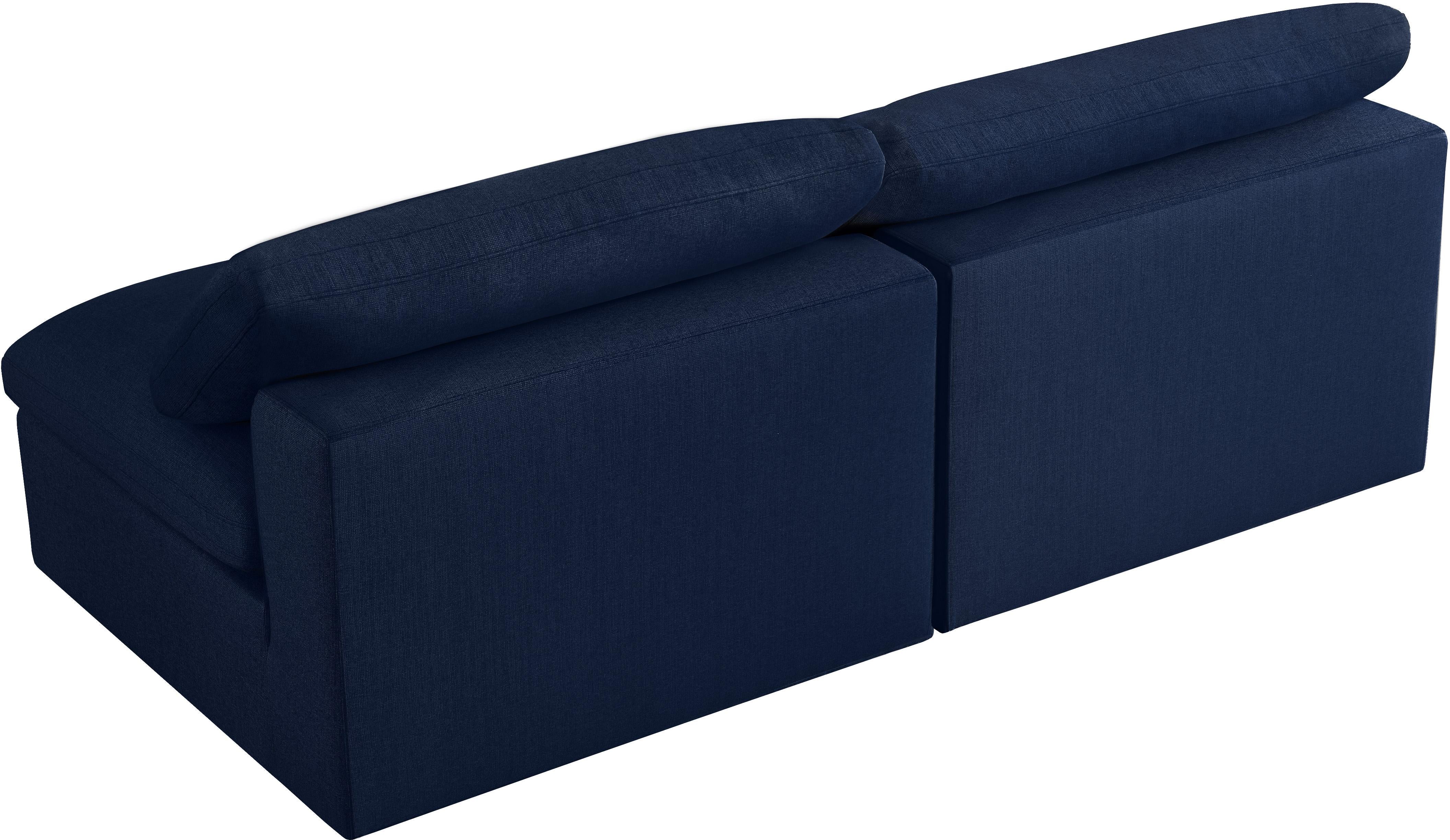 Serene Navy Linen Fabric Deluxe Cloud Modular Armless Sofa - Luxury Home Furniture (MI)