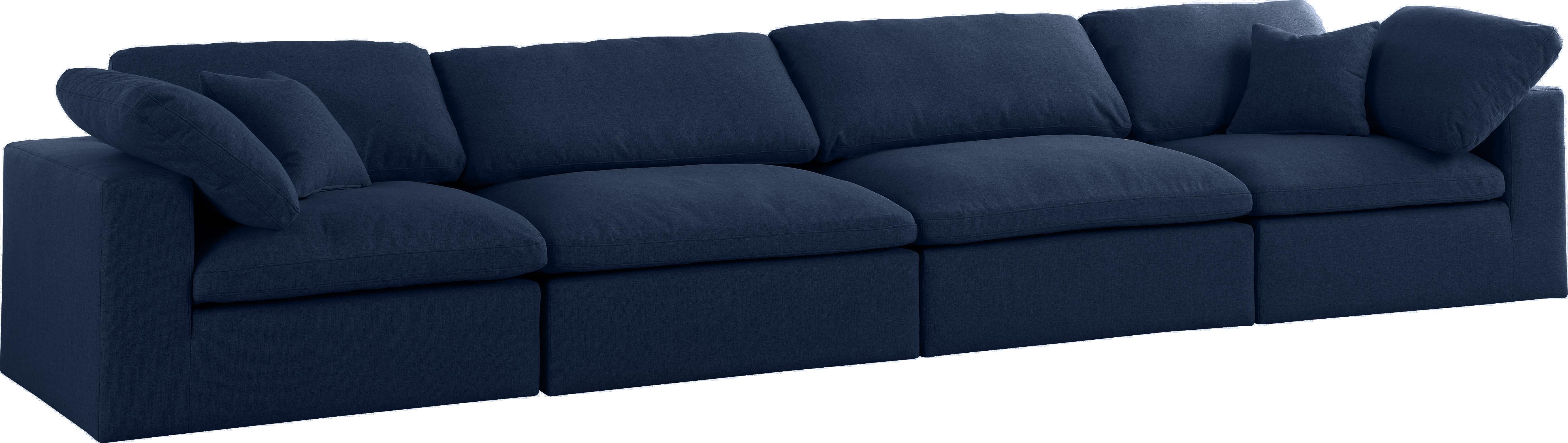 Serene Navy Linen Fabric Deluxe Cloud Modular Sofa - Luxury Home Furniture (MI)