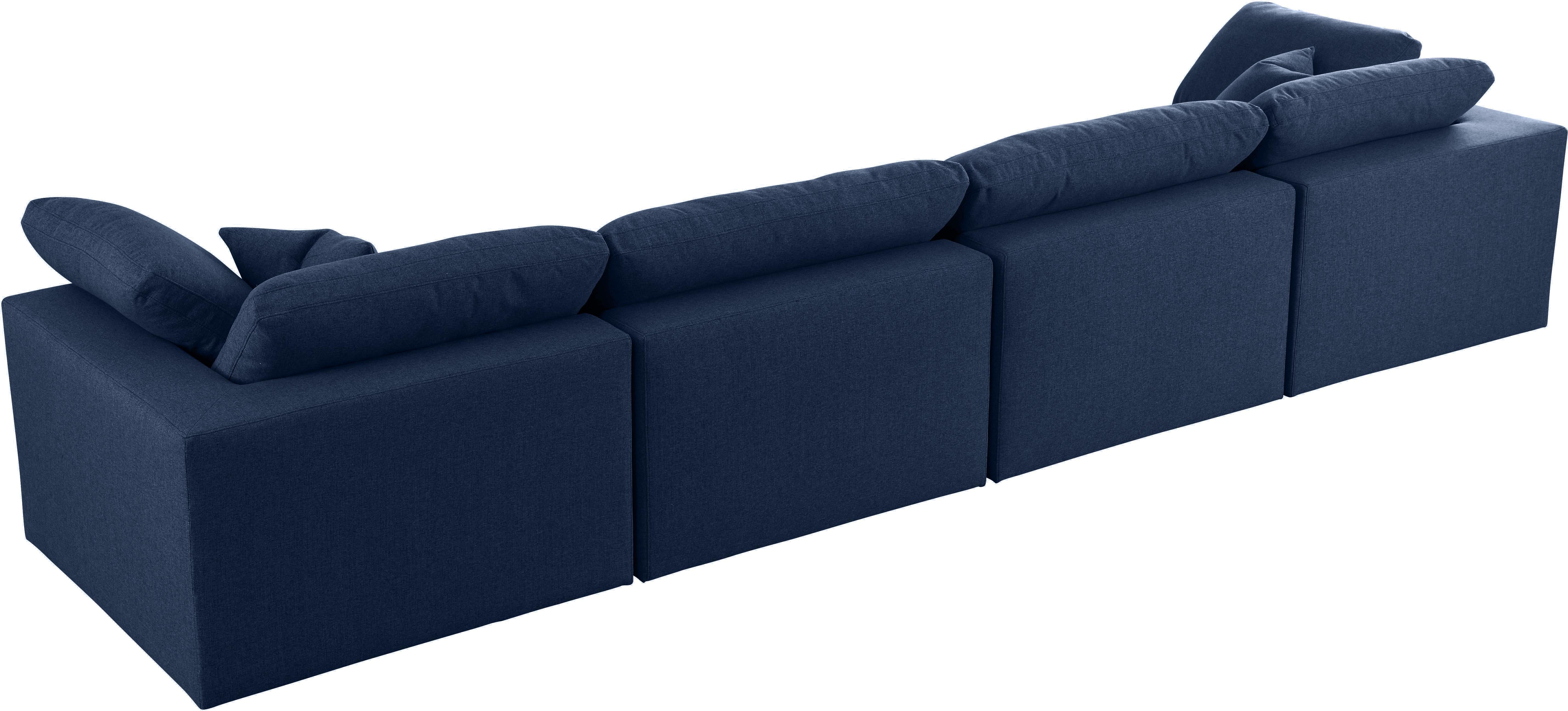 Serene Navy Linen Fabric Deluxe Cloud Modular Sofa - Luxury Home Furniture (MI)