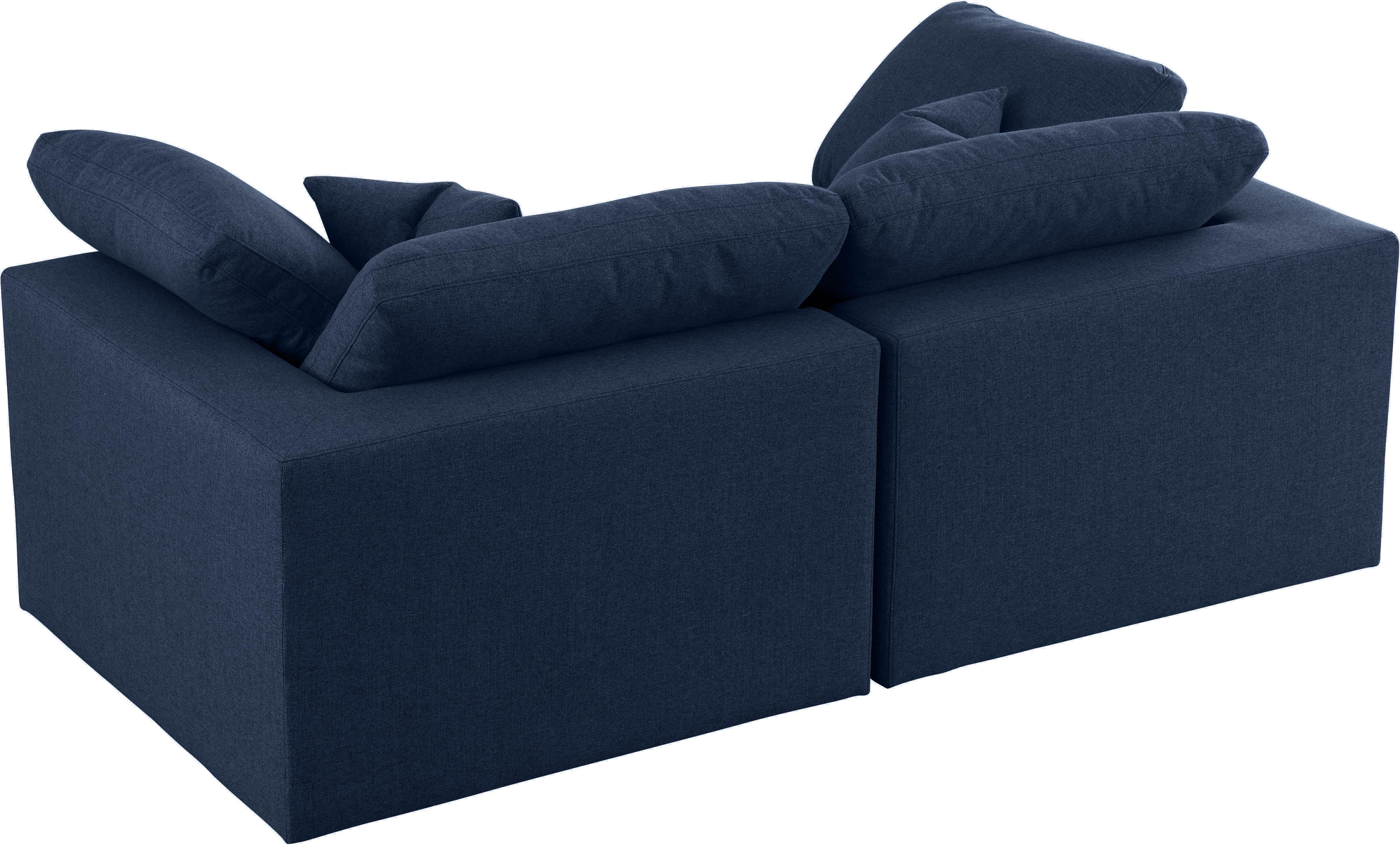 Serene Navy Linen Fabric Deluxe Cloud Modular Sofa - Luxury Home Furniture (MI)