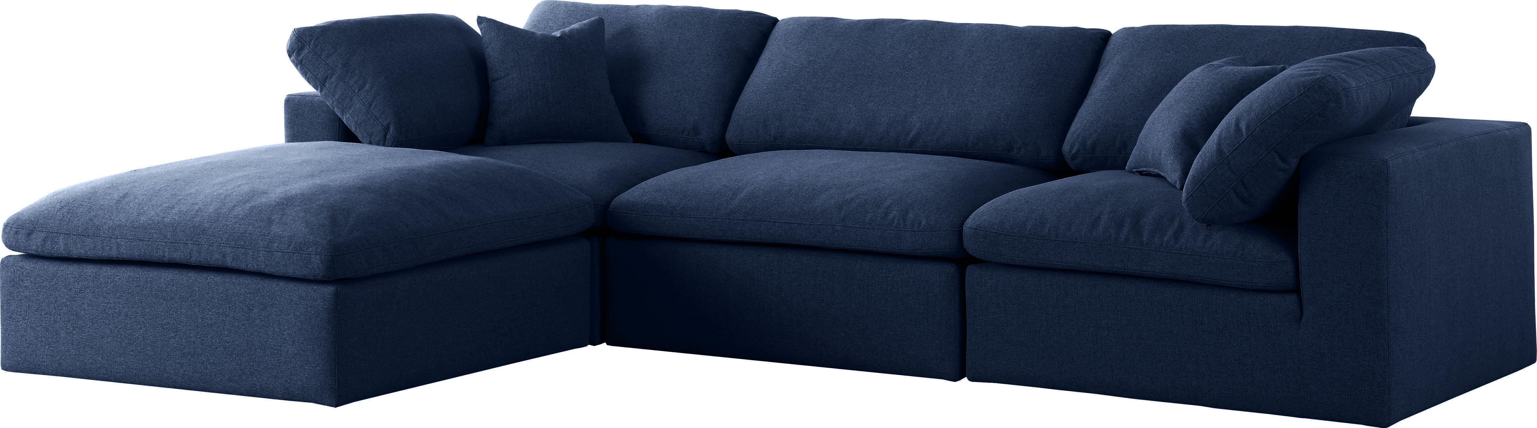 Serene Navy Linen Fabric Deluxe Cloud Modular Sectional - Luxury Home Furniture (MI)