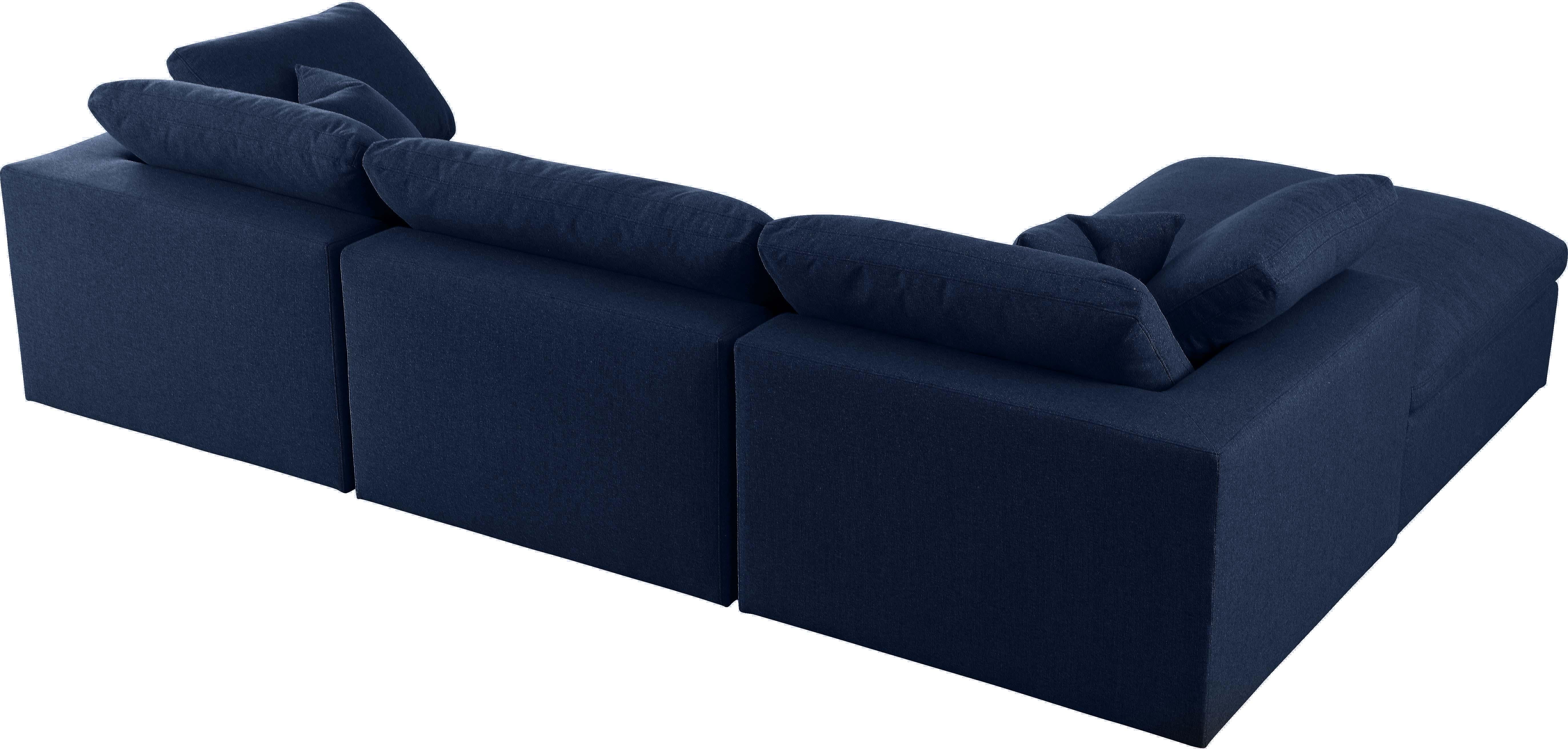 Serene Navy Linen Fabric Deluxe Cloud Modular Sectional - Luxury Home Furniture (MI)