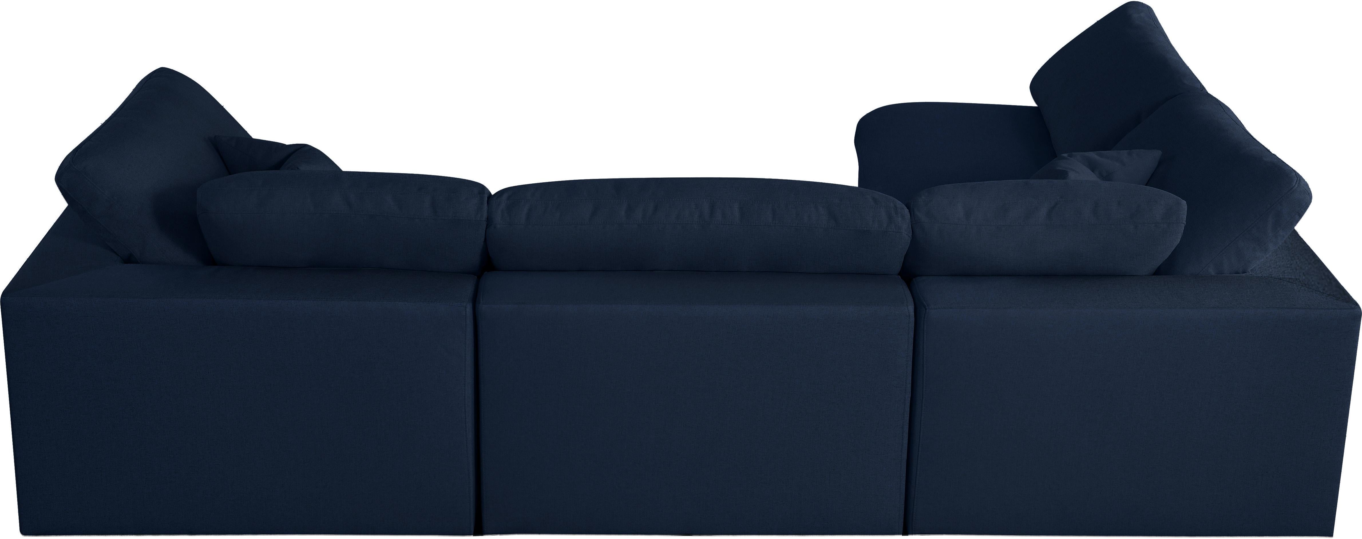 Serene Navy Linen Fabric Deluxe Cloud Modular Sectional - Luxury Home Furniture (MI)