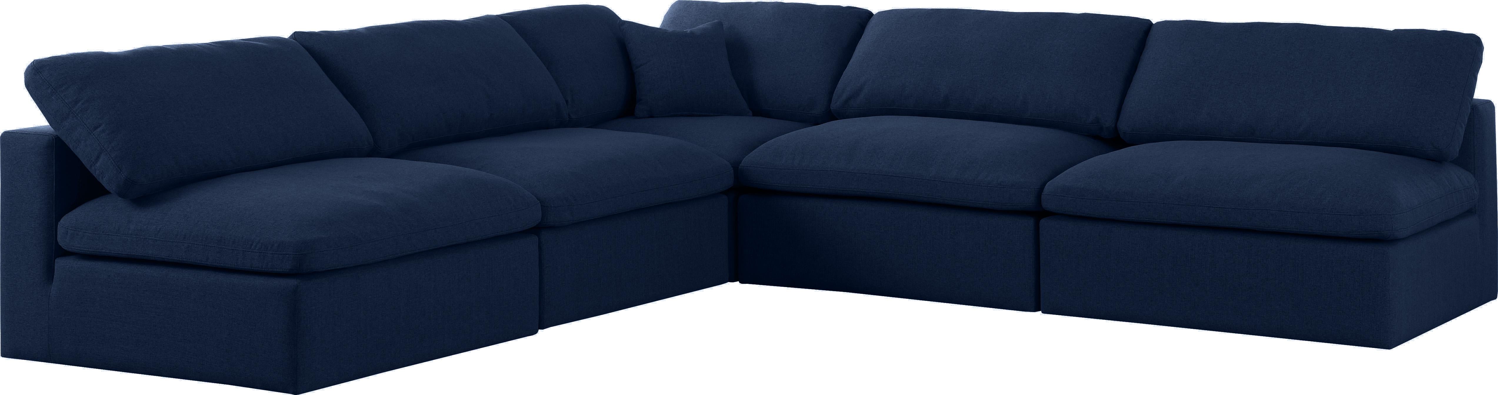 Serene Navy Linen Fabric Deluxe Cloud Modular Sectional - Luxury Home Furniture (MI)