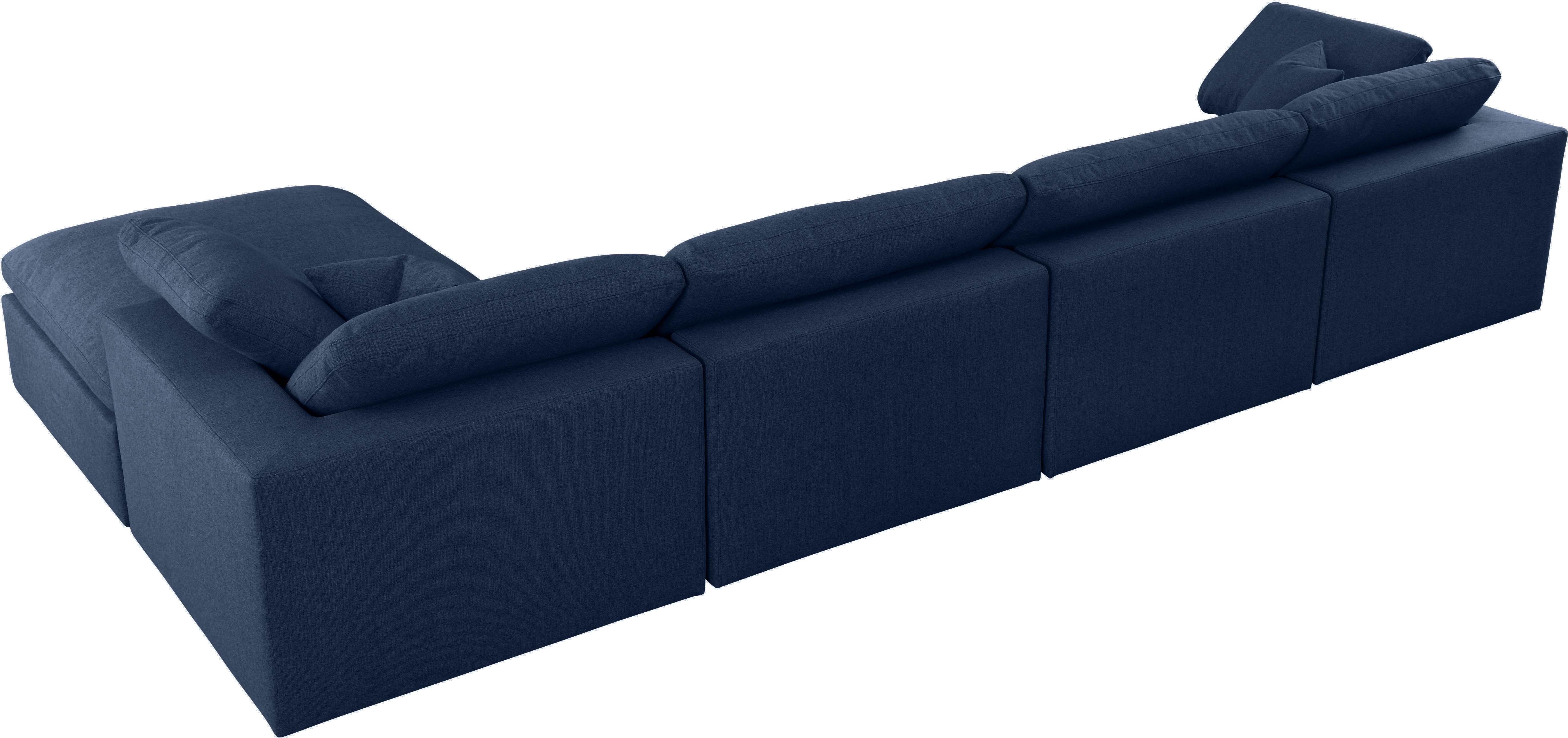 Serene Navy Linen Fabric Deluxe Cloud Modular Sectional - Luxury Home Furniture (MI)