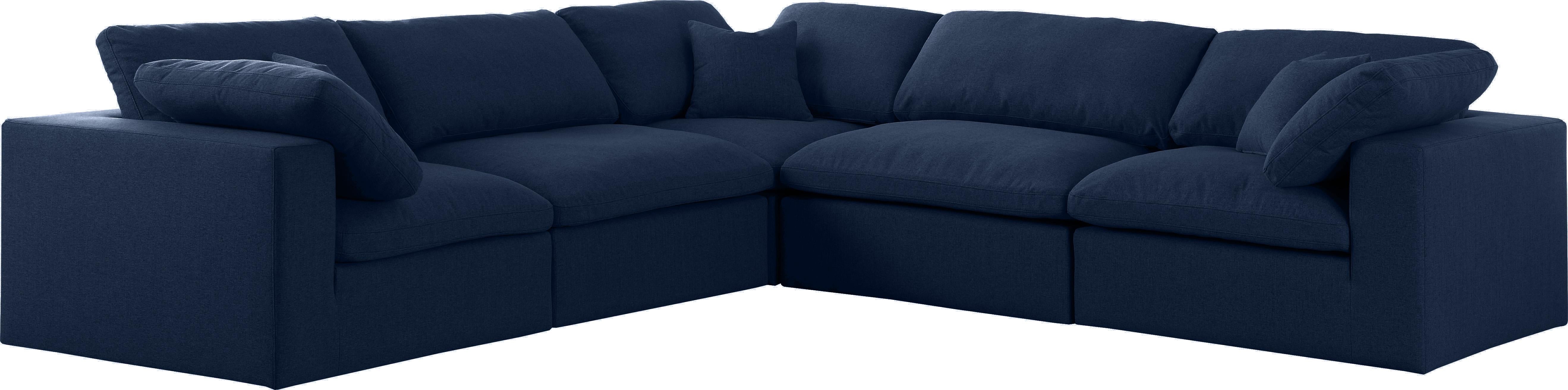 Serene Navy Linen Fabric Deluxe Cloud Modular Sectional - Luxury Home Furniture (MI)