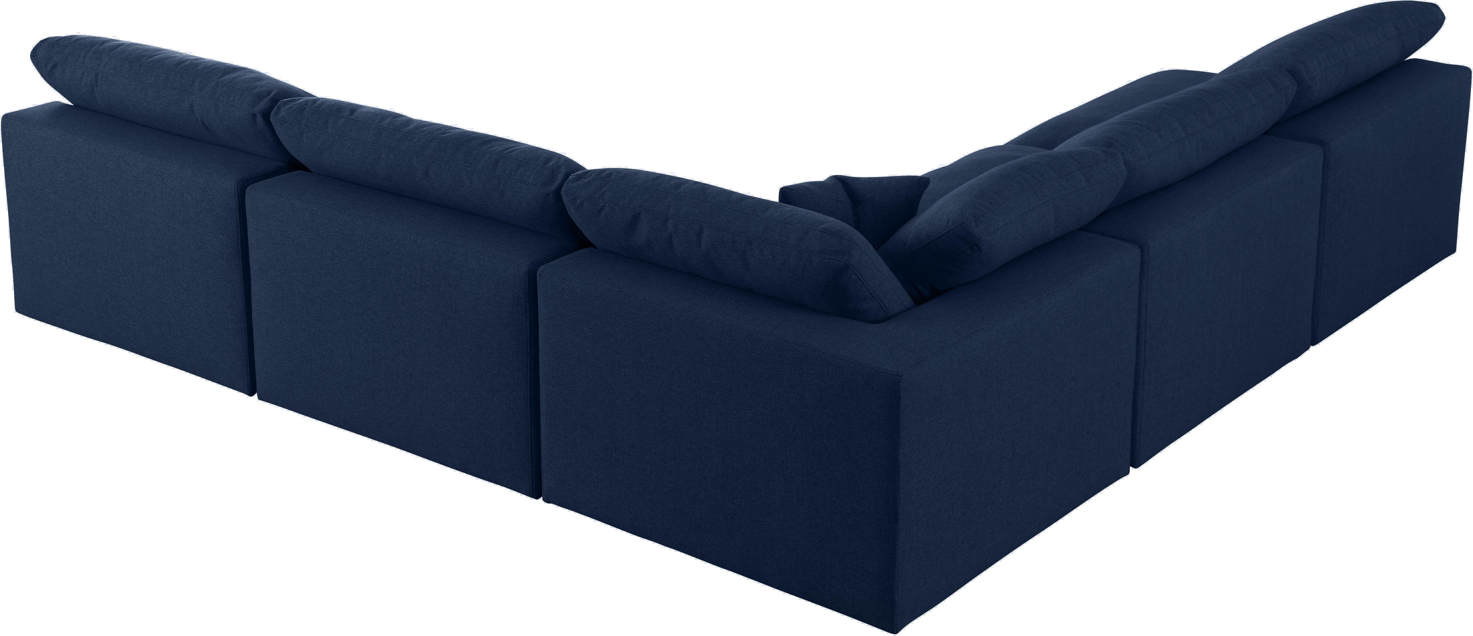 Serene Navy Linen Fabric Deluxe Cloud Modular Sectional - Luxury Home Furniture (MI)