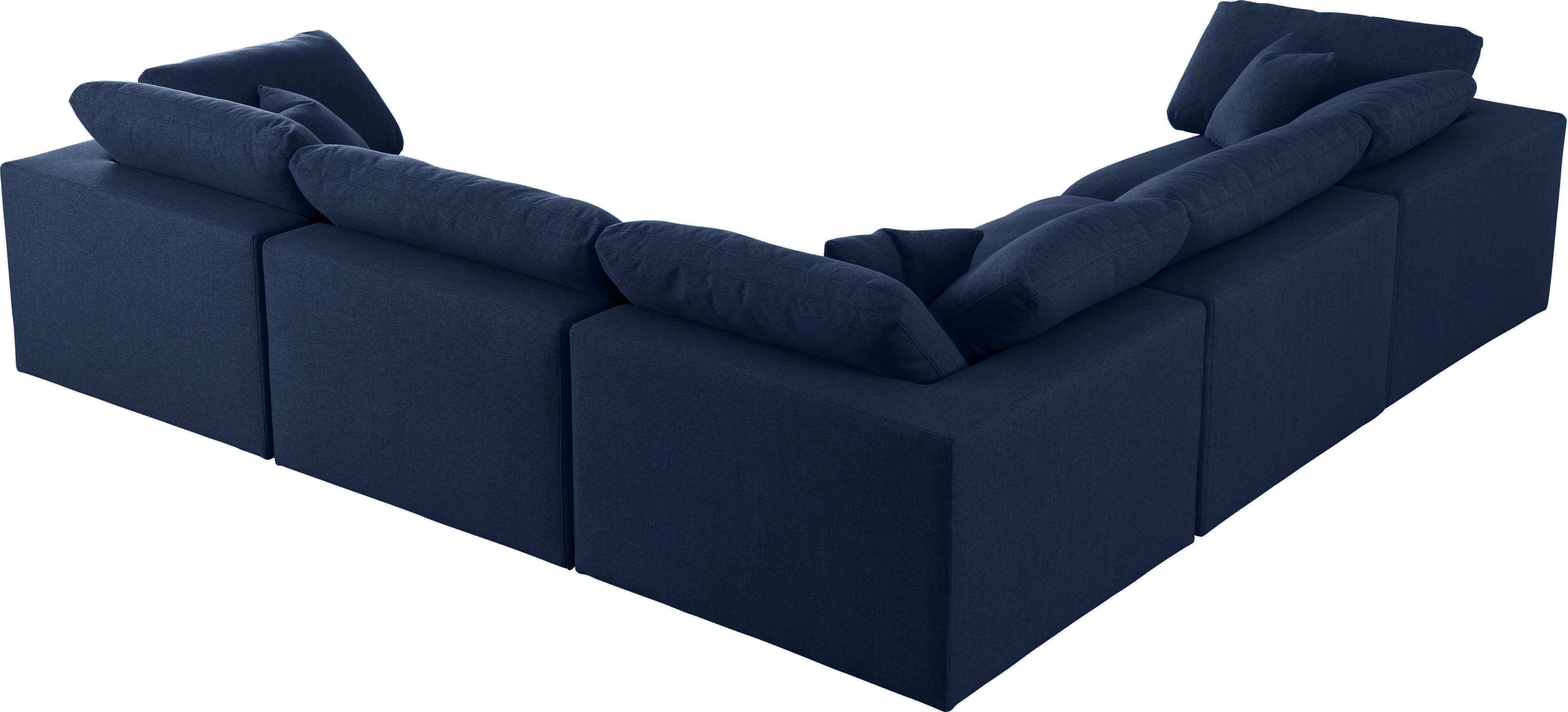 Serene Navy Linen Fabric Deluxe Cloud Modular Sectional - Luxury Home Furniture (MI)