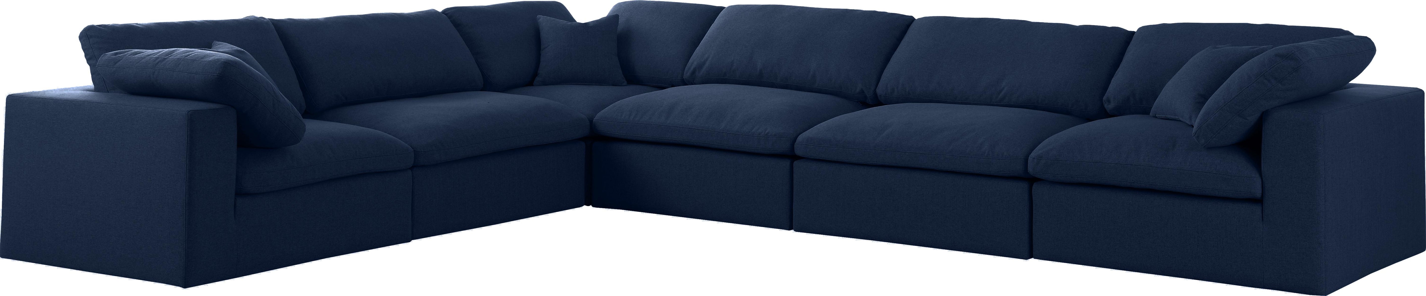 Serene Navy Linen Fabric Deluxe Cloud Modular Sectional - Luxury Home Furniture (MI)