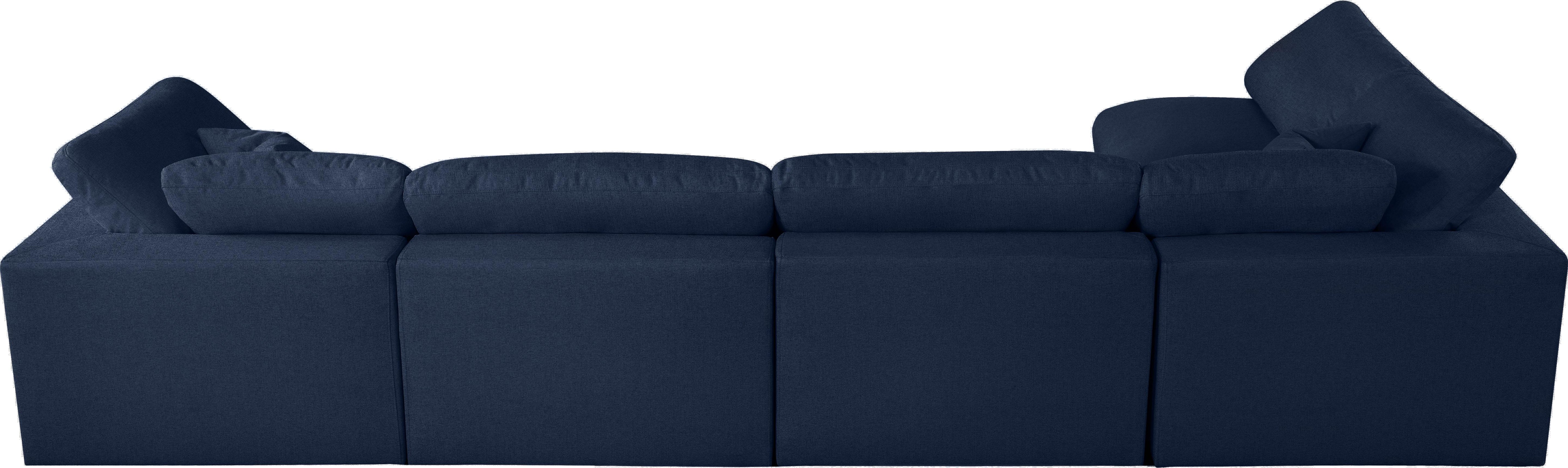 Serene Navy Linen Fabric Deluxe Cloud Modular Sectional - Luxury Home Furniture (MI)