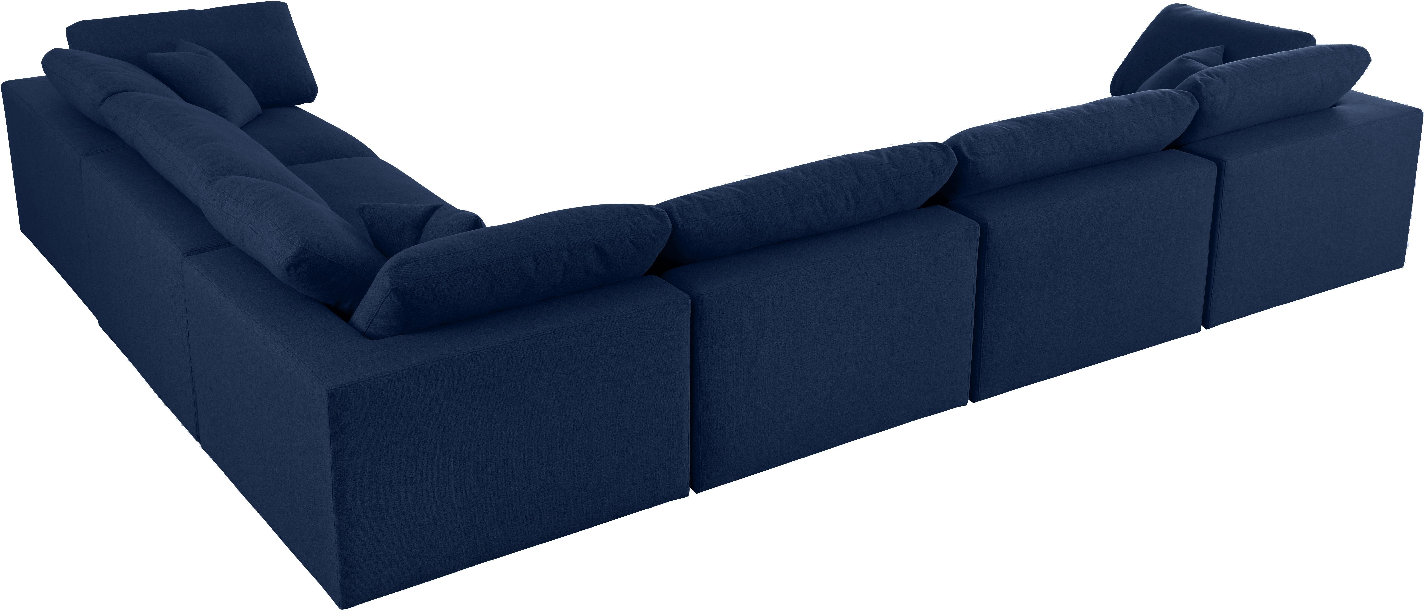 Serene Navy Linen Fabric Deluxe Cloud Modular Sectional - Luxury Home Furniture (MI)