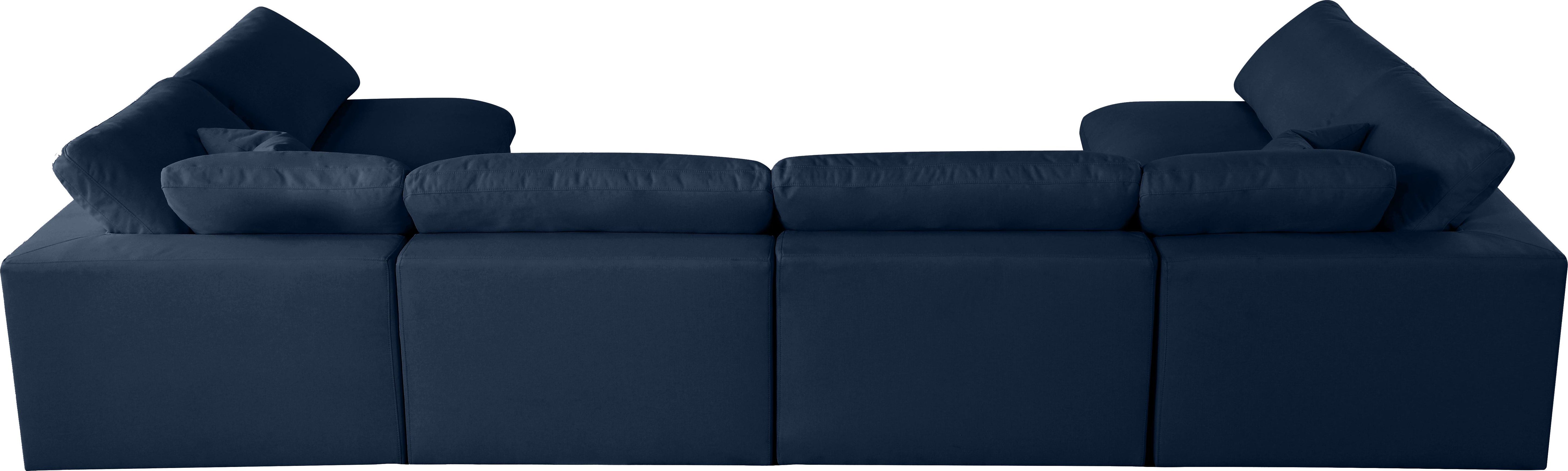 Serene Navy Linen Fabric Deluxe Cloud Modular Sectional - Luxury Home Furniture (MI)