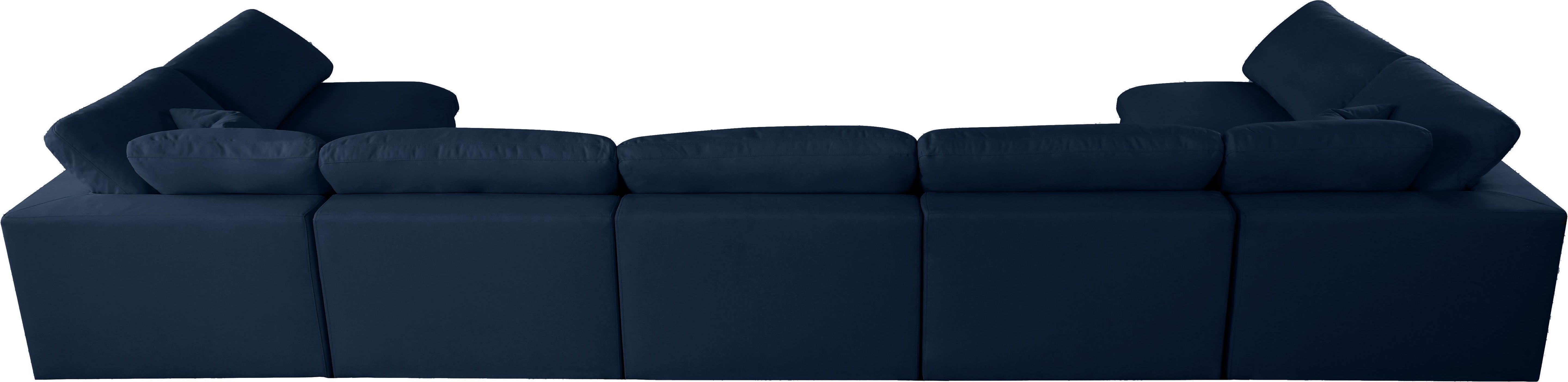 Serene Navy Linen Fabric Deluxe Cloud Modular Sectional - Luxury Home Furniture (MI)