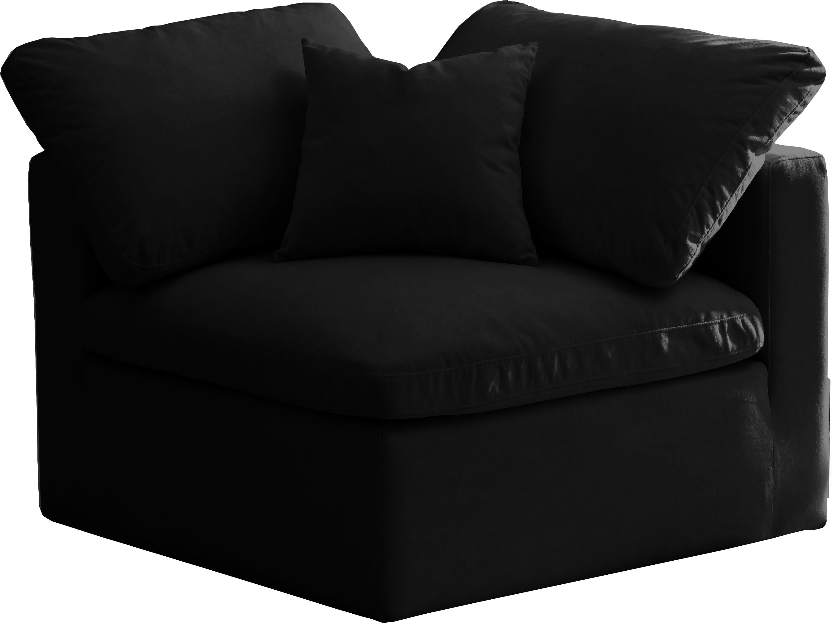 Plush Black Velvet Standard Cloud Modular Corner Chair - Luxury Home Furniture (MI)