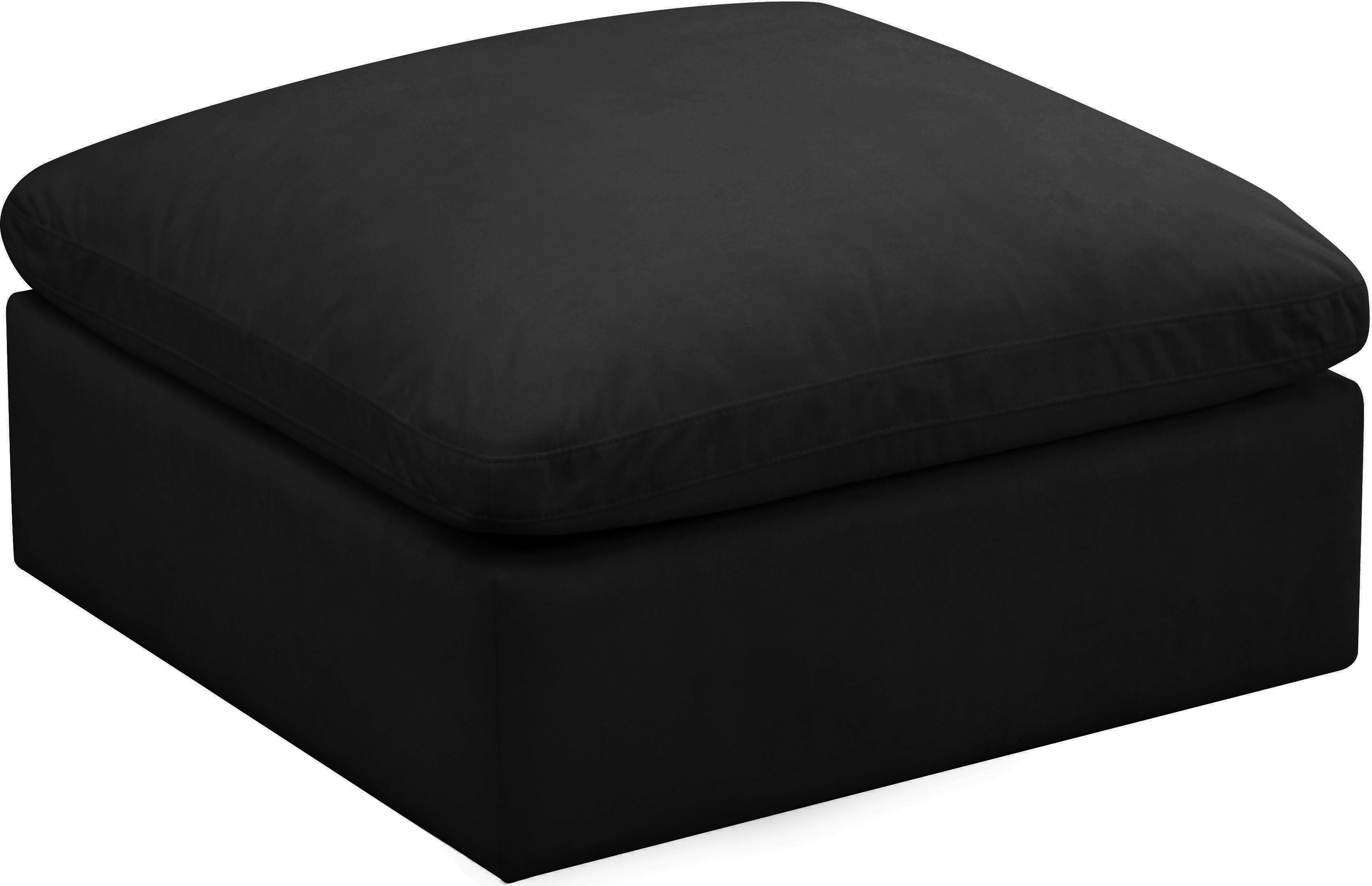 Plush Black Velvet Standard Cloud Modular Ottoman - Luxury Home Furniture (MI)