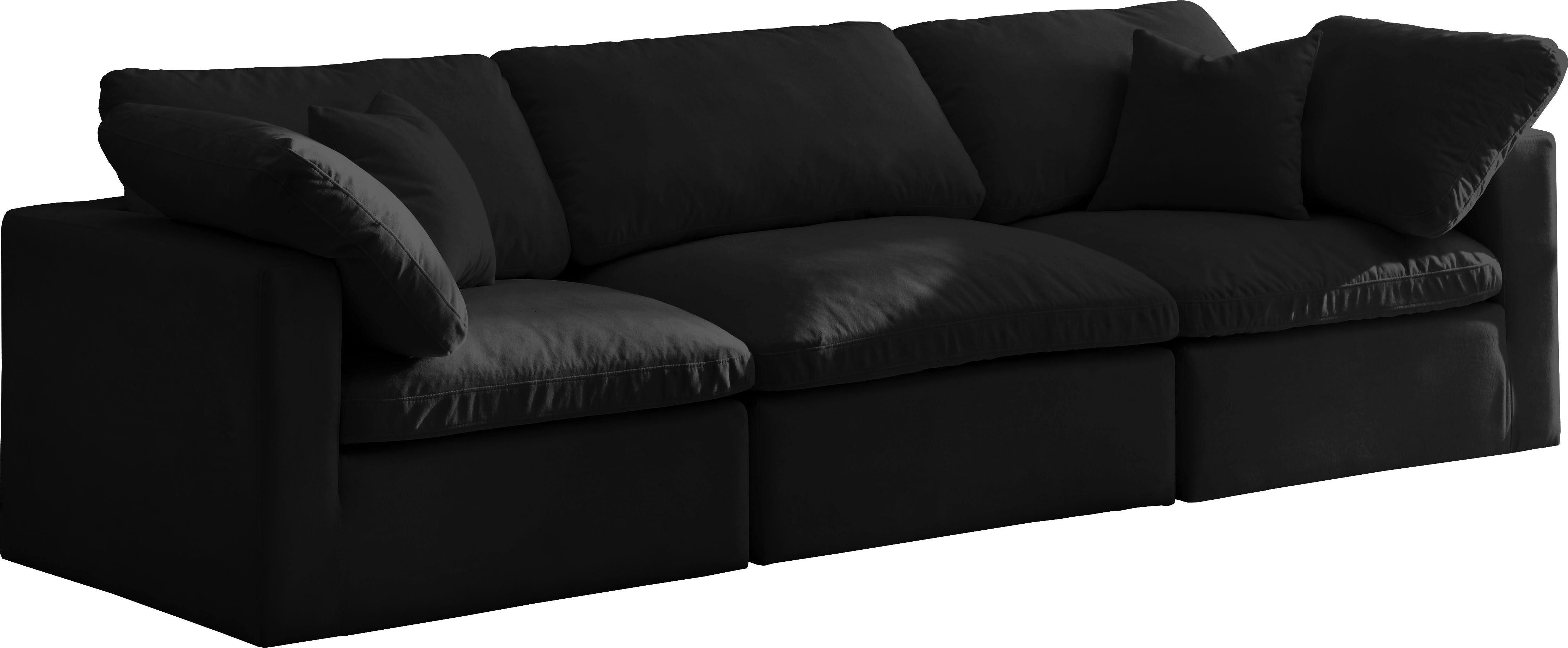 Plush Black Velvet Standard Cloud Modular Sofa - Luxury Home Furniture (MI)