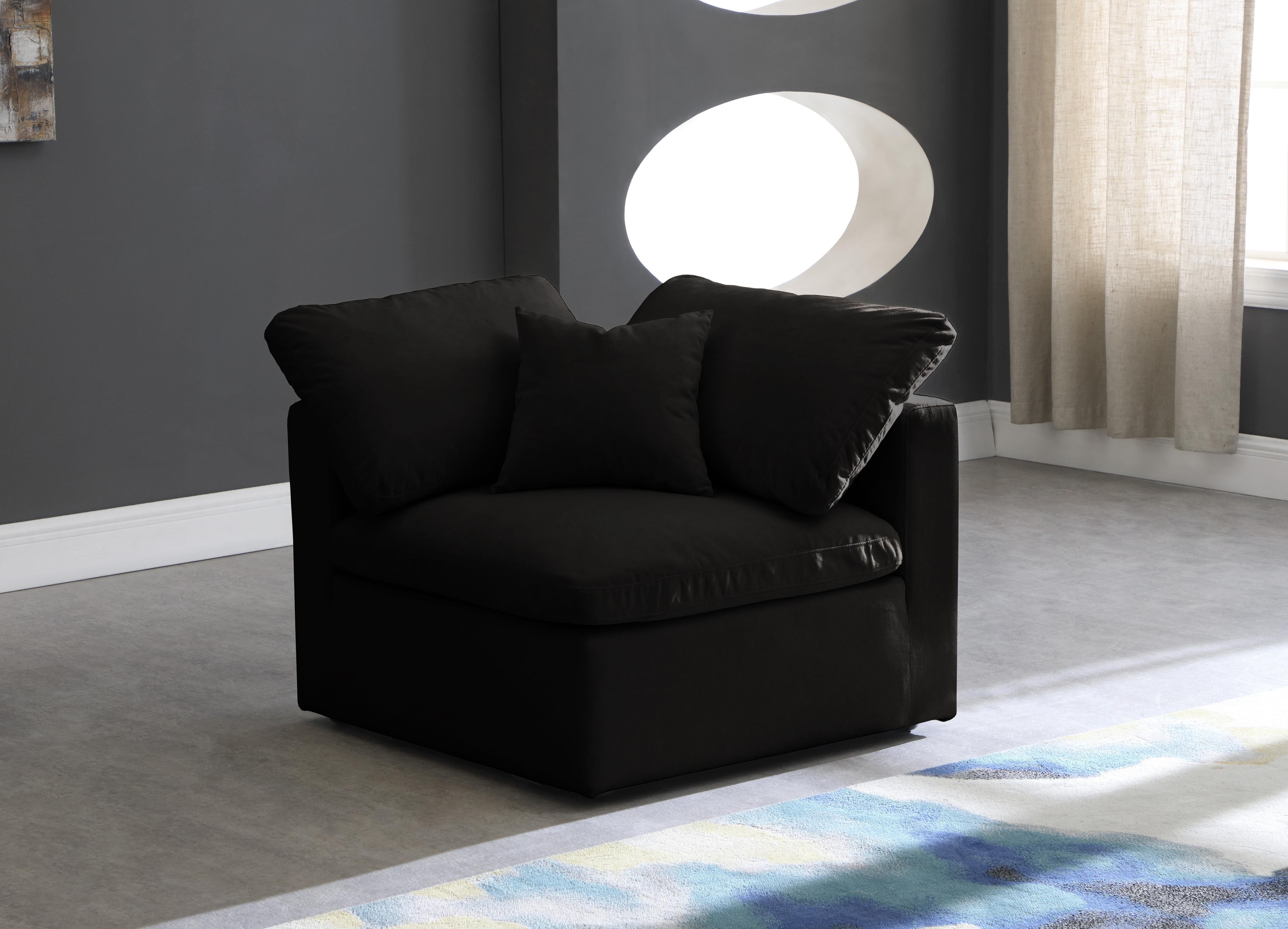 Plush Black Velvet Standard Cloud Modular Corner Chair - Luxury Home Furniture (MI)