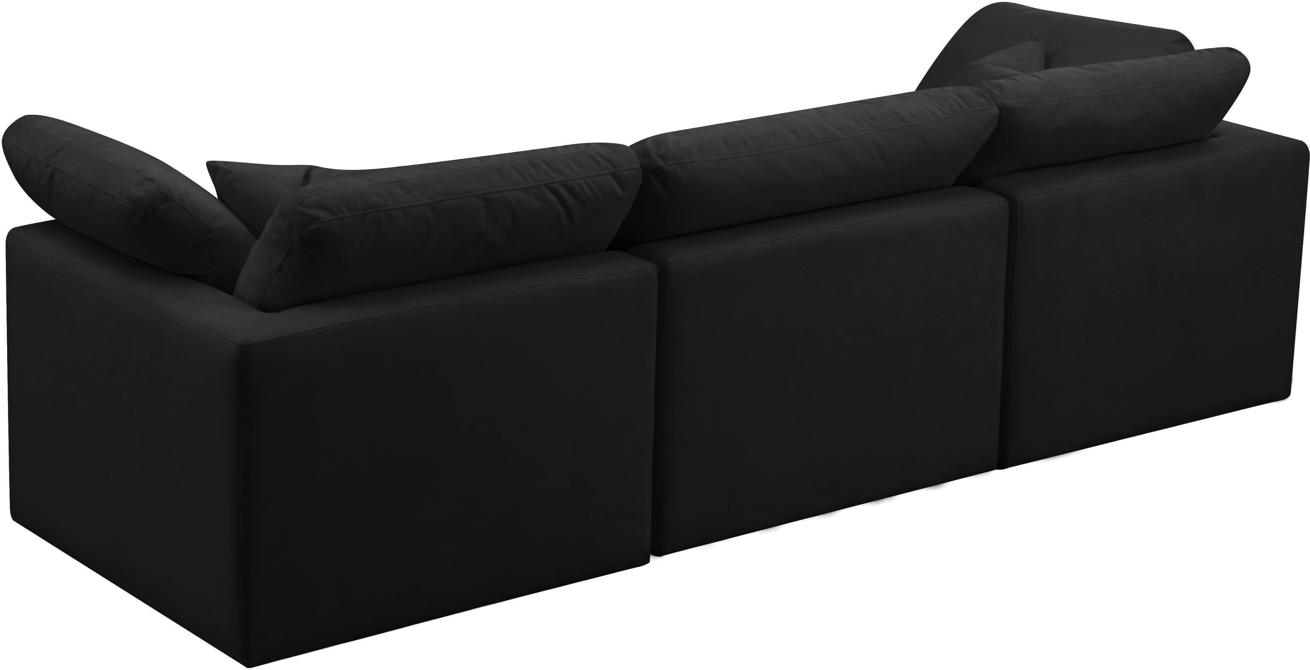 Plush Black Velvet Standard Cloud Modular Sofa - Luxury Home Furniture (MI)