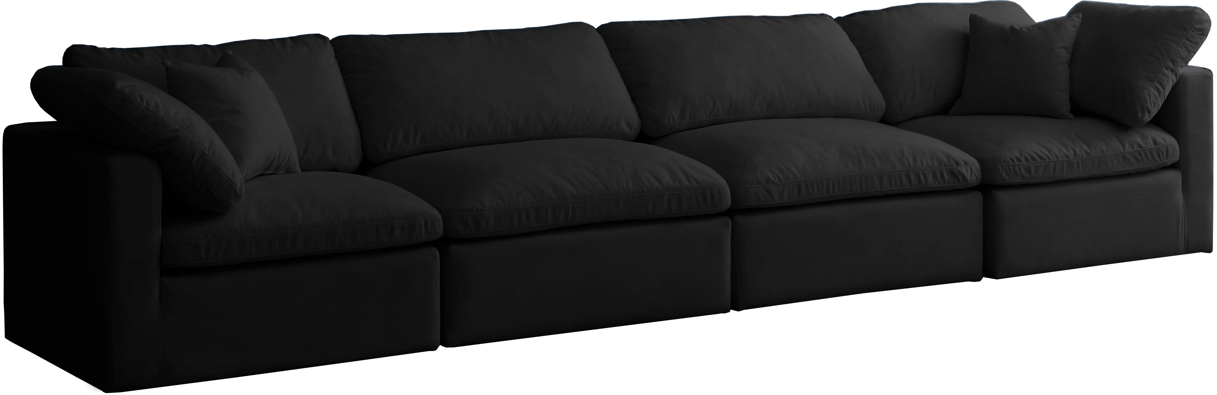 Plush Black Velvet Standard Cloud Modular Sofa - Luxury Home Furniture (MI)