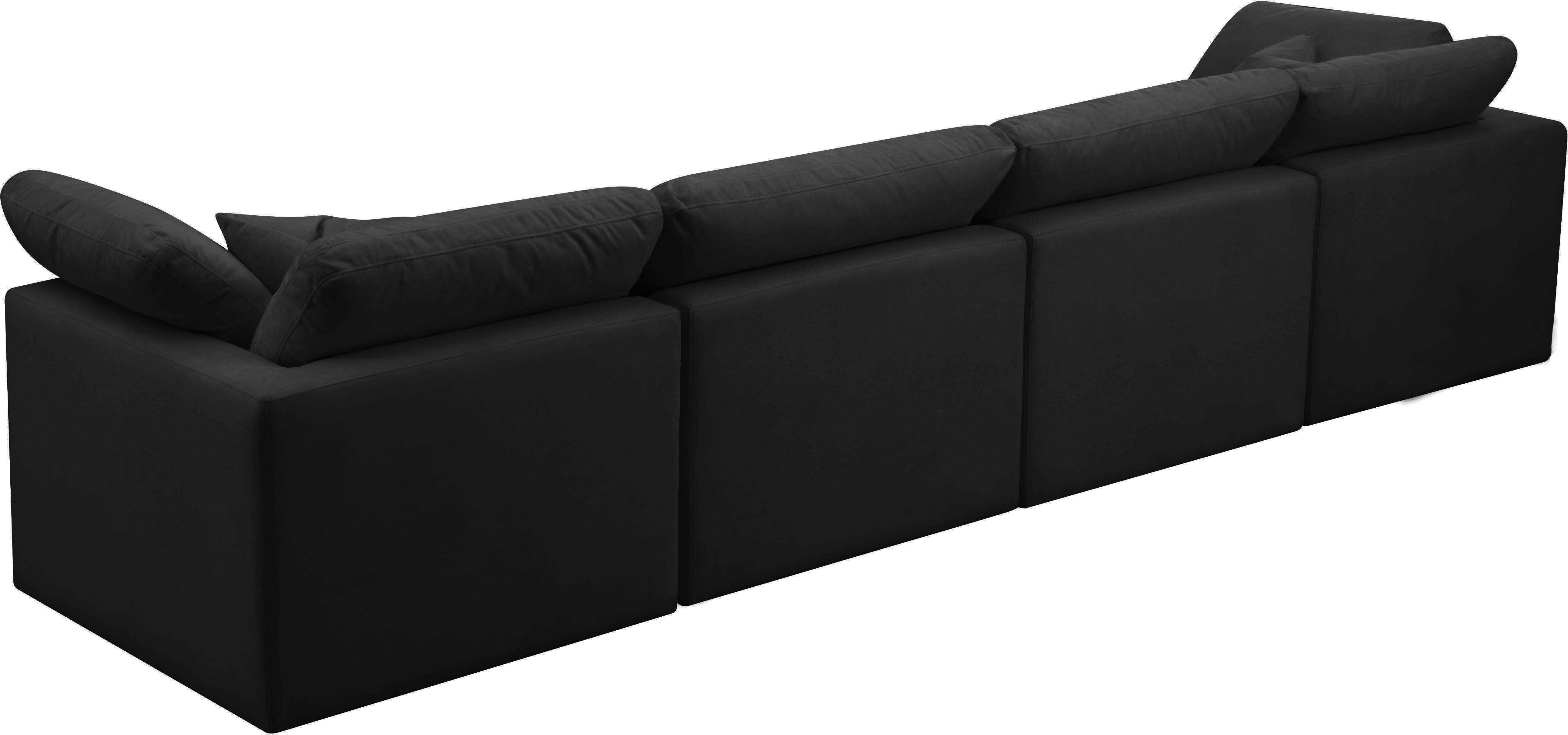 Plush Black Velvet Standard Cloud Modular Sofa - Luxury Home Furniture (MI)