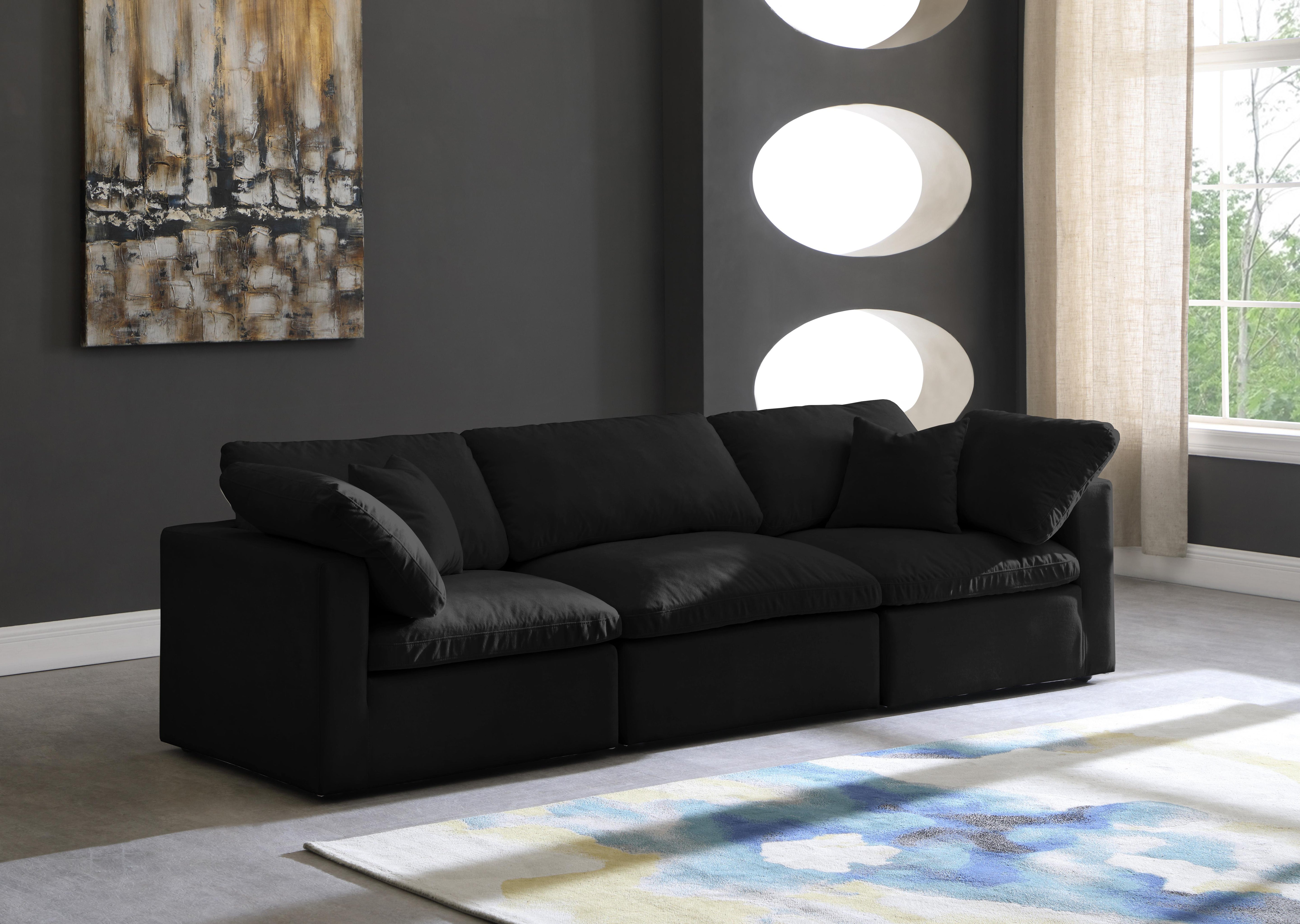 Plush Black Velvet Standard Cloud Modular Sofa - Luxury Home Furniture (MI)