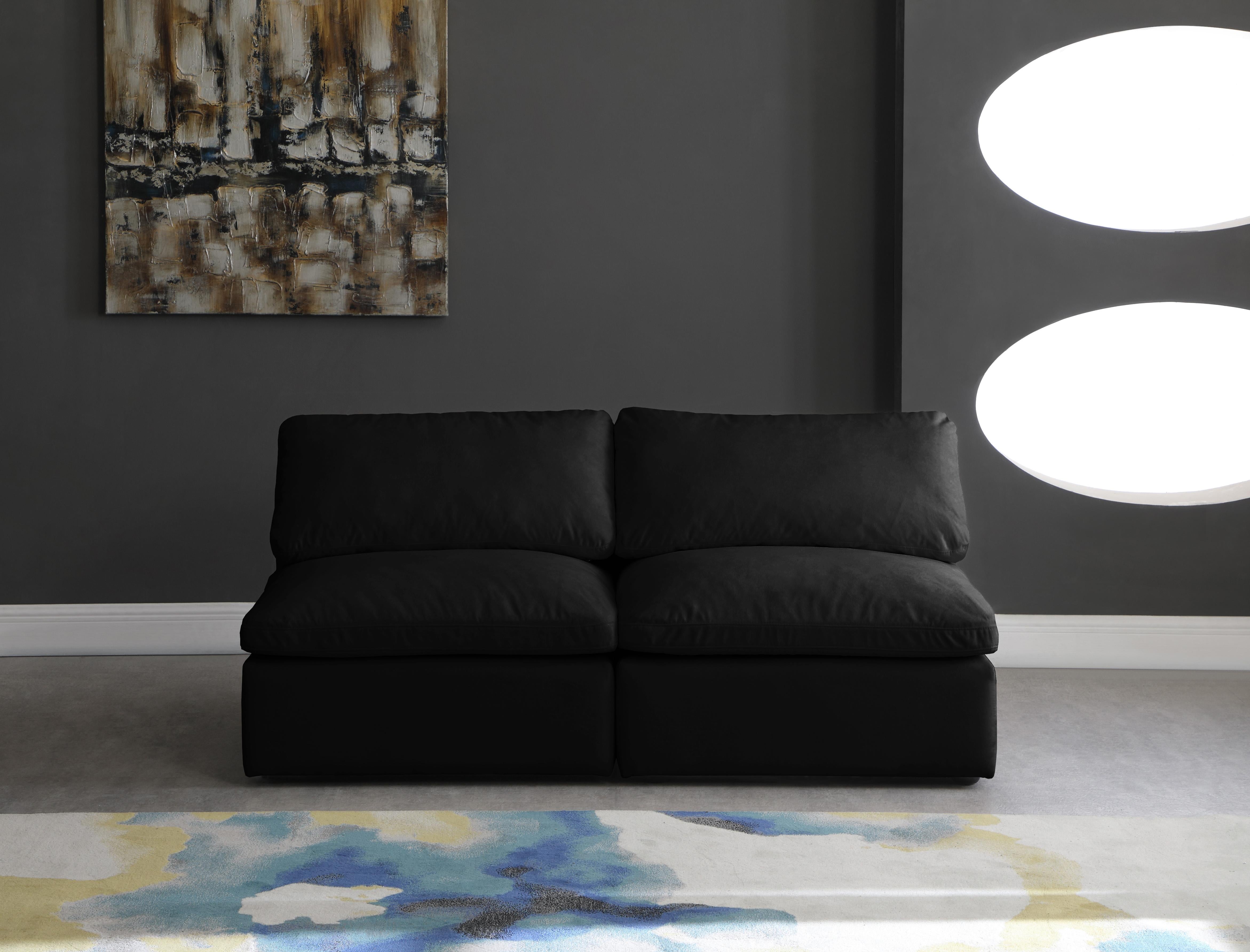 Plush Black Velvet Standard Cloud Modular Sofa - Luxury Home Furniture (MI)