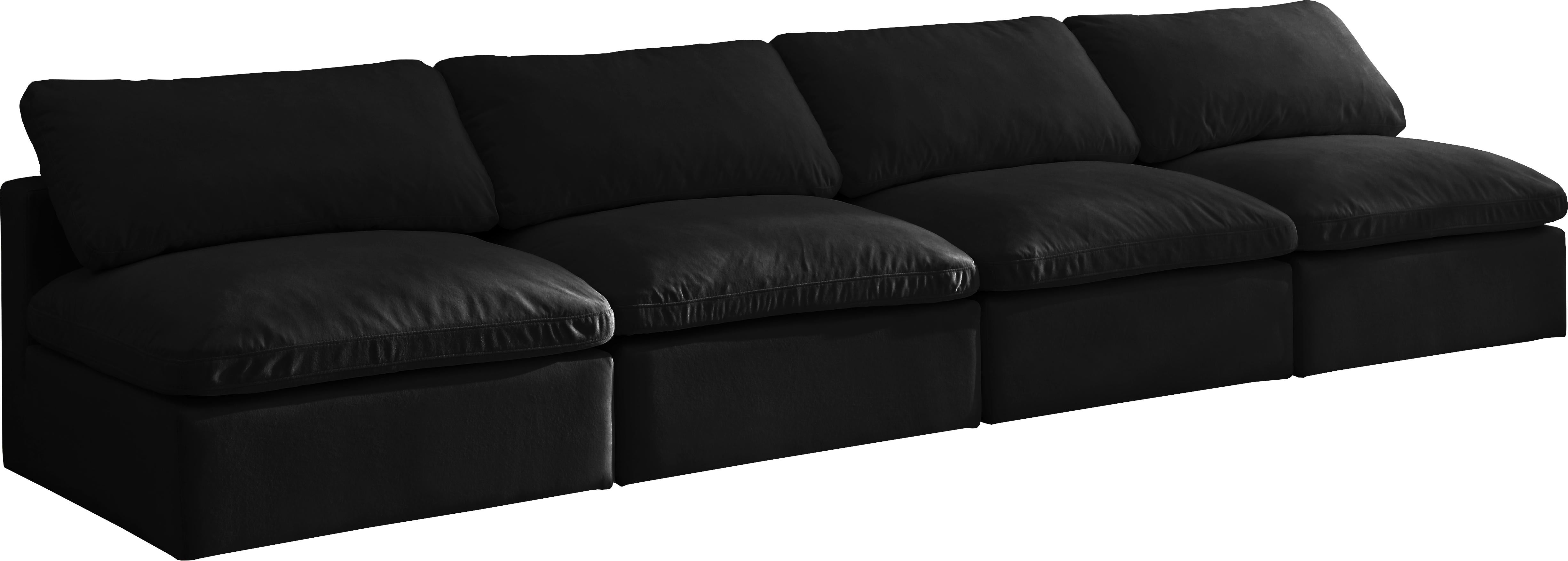 Plush Black Velvet Standard Cloud Modular Sofa - Luxury Home Furniture (MI)
