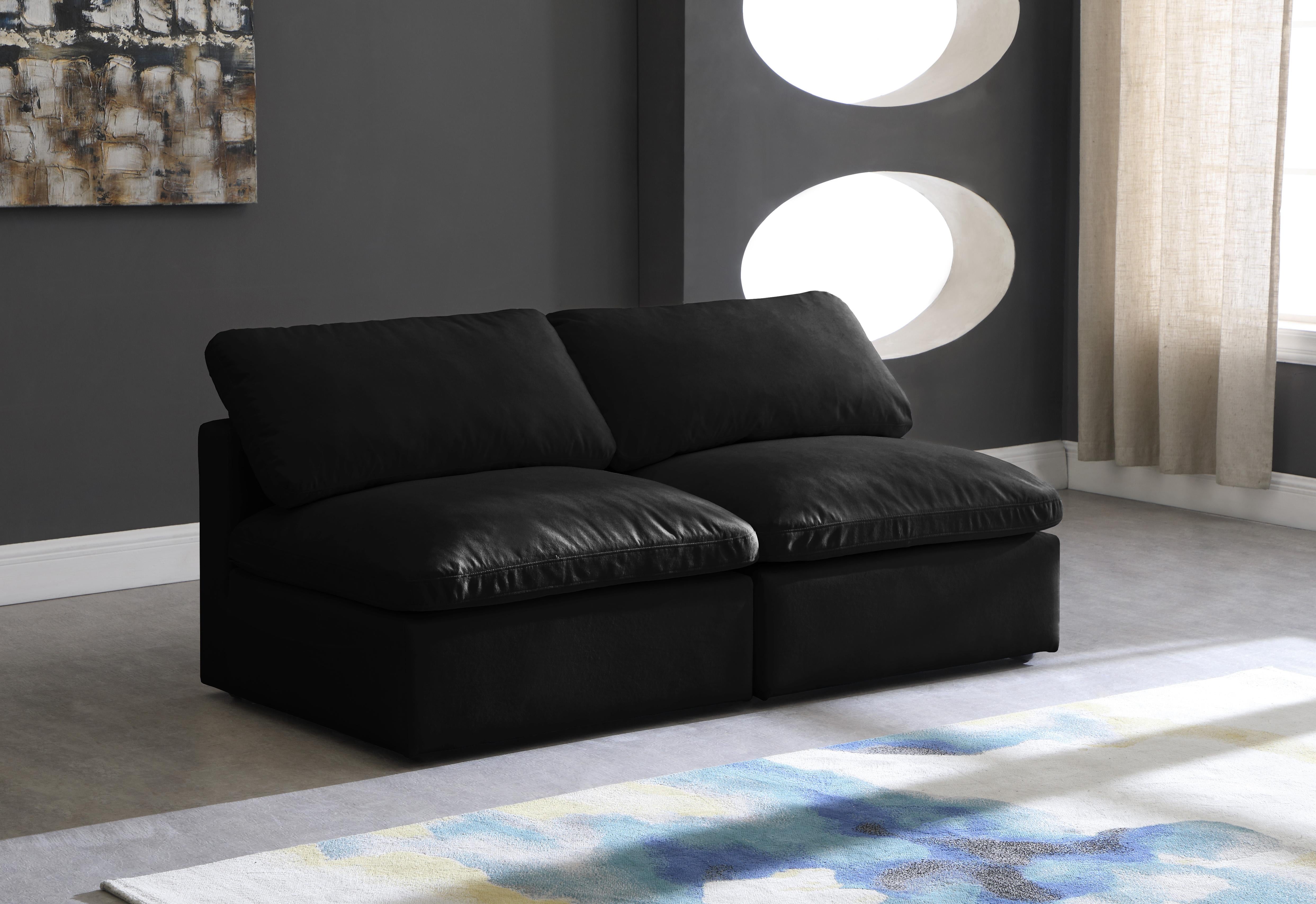 Plush Black Velvet Standard Cloud Modular Sofa - Luxury Home Furniture (MI)