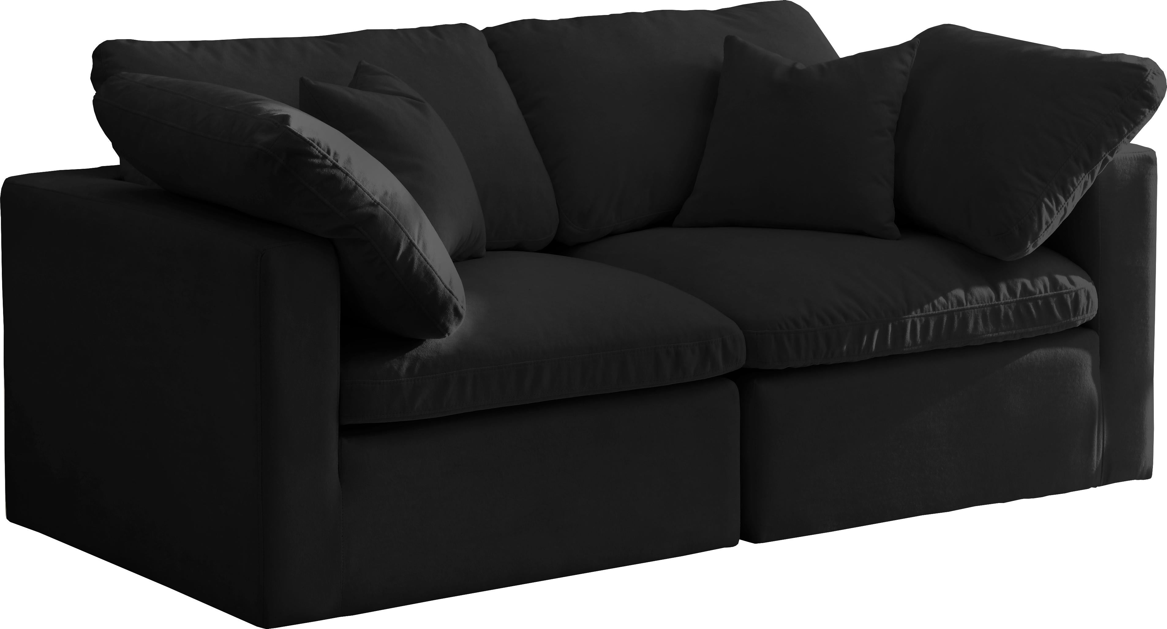 Plush Black Velvet Standard Cloud Modular Sofa - Luxury Home Furniture (MI)