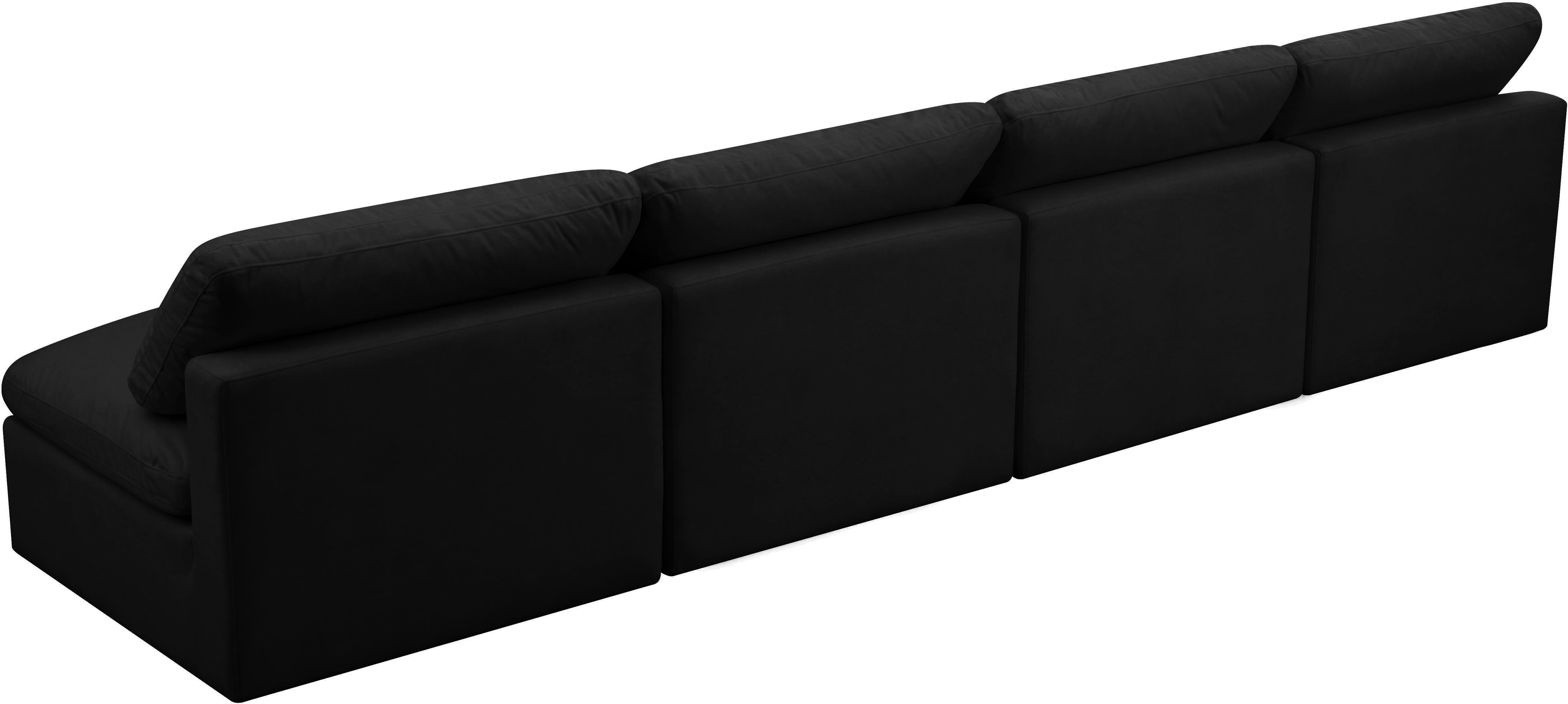 Plush Black Velvet Standard Cloud Modular Sofa - Luxury Home Furniture (MI)
