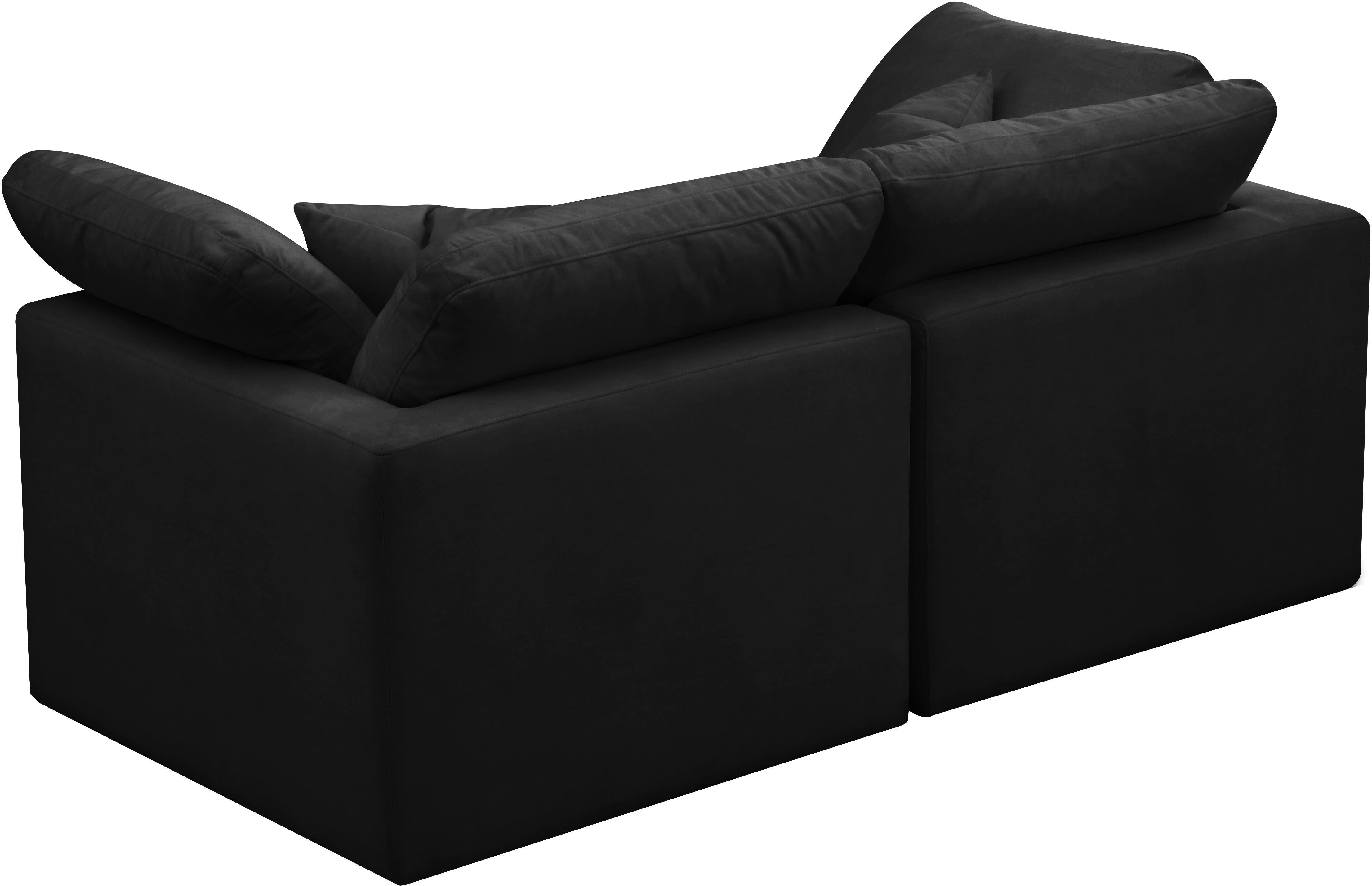 Plush Black Velvet Standard Cloud Modular Sofa - Luxury Home Furniture (MI)