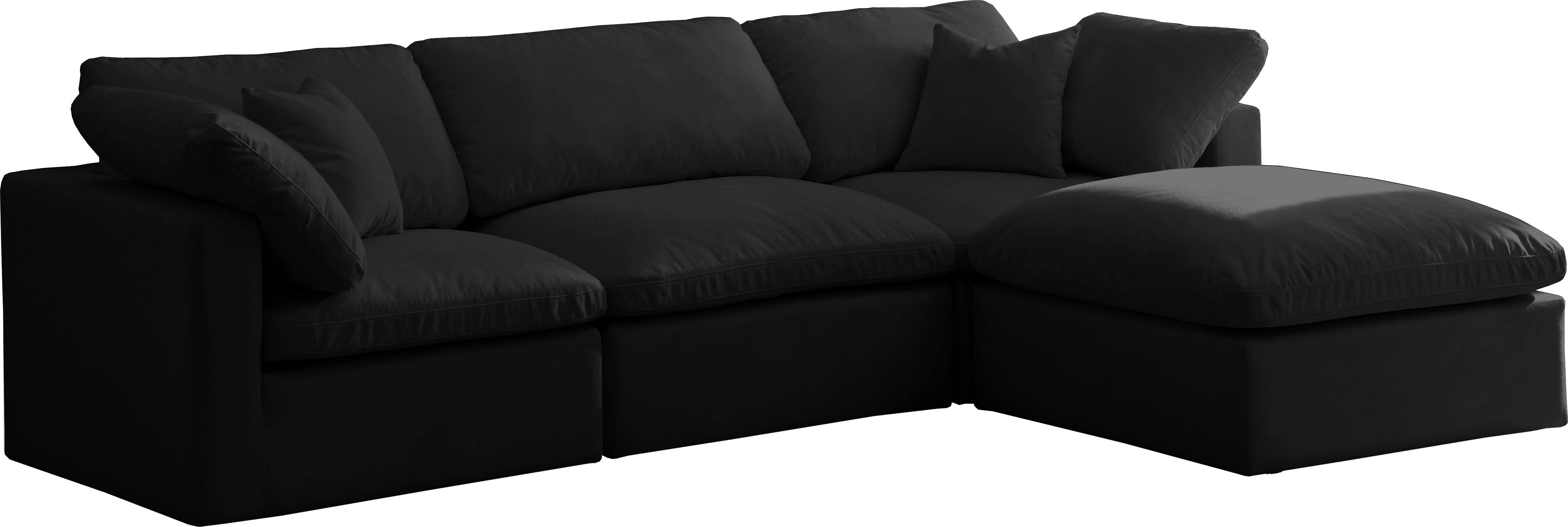 Plush Black Velvet Standard Cloud Modular Sectional - Luxury Home Furniture (MI)