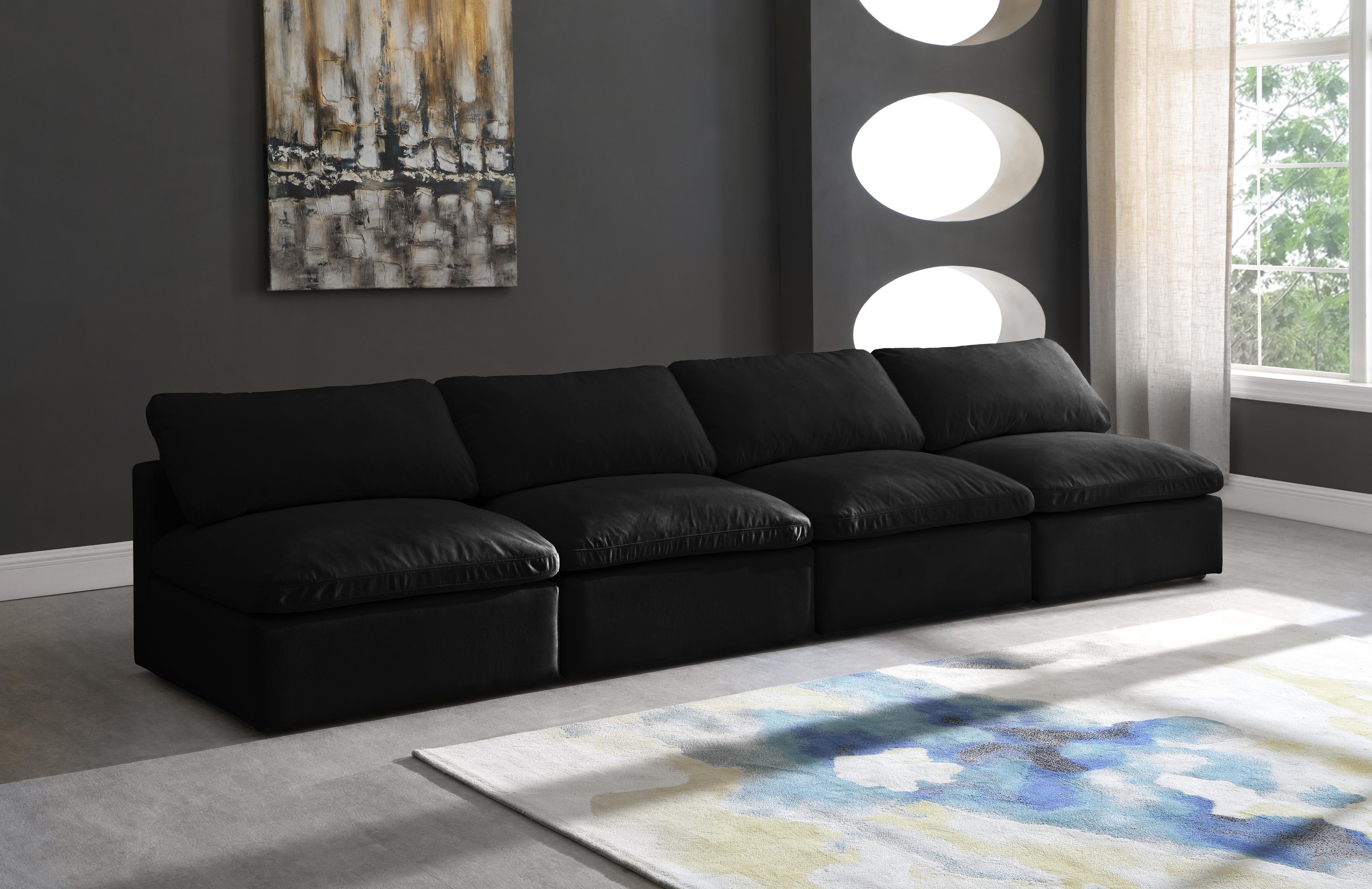 Plush Black Velvet Standard Cloud Modular Sofa - Luxury Home Furniture (MI)