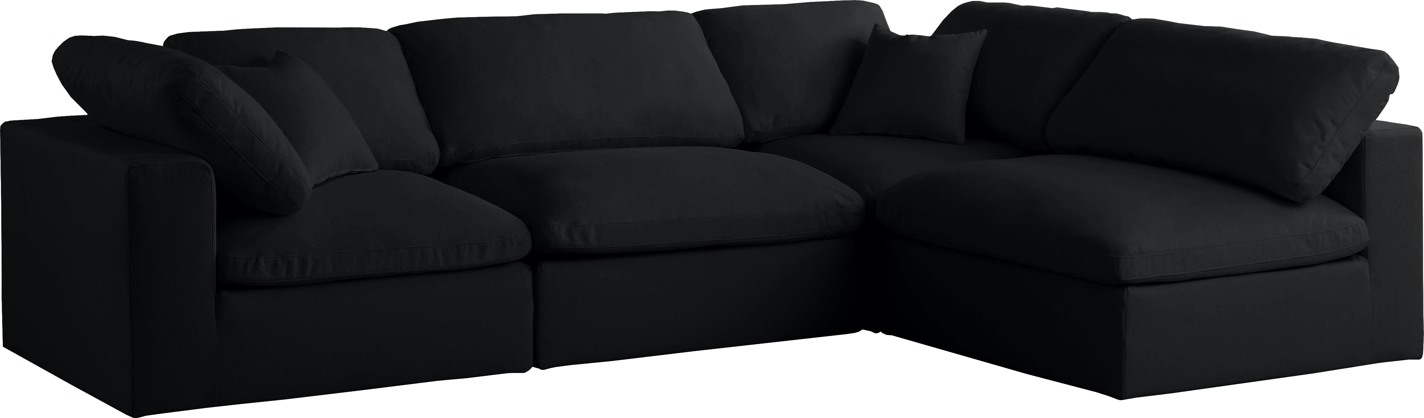 Plush Black Velvet Standard Cloud Modular Sectional - Luxury Home Furniture (MI)